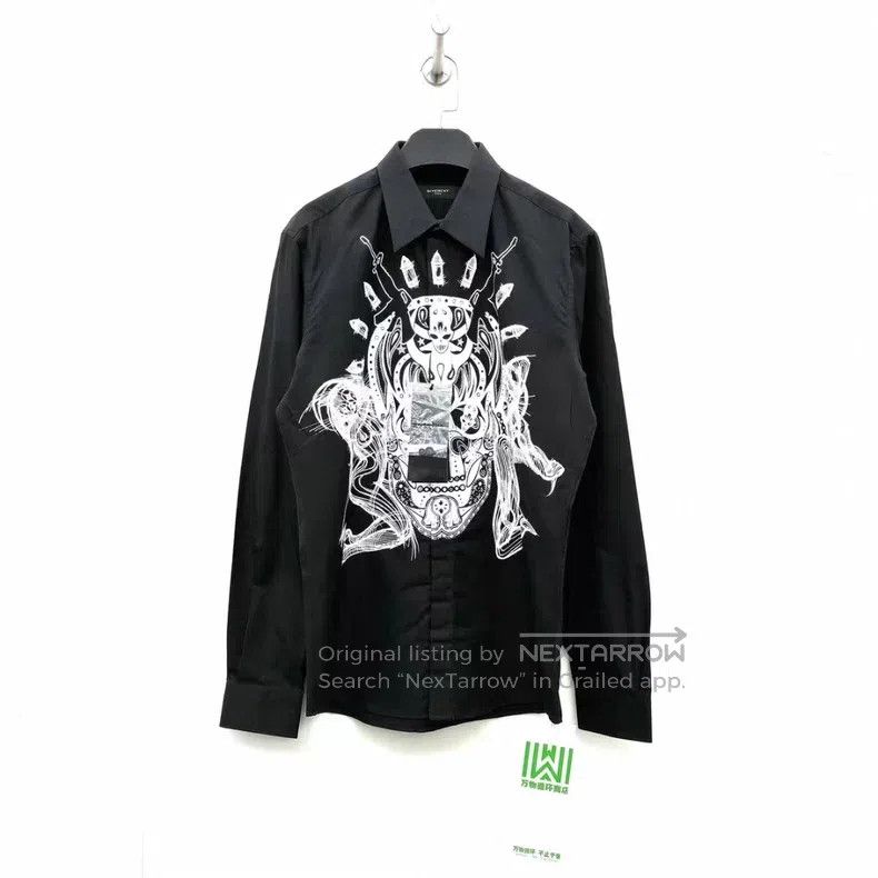 Givenchy Givenchy Size41 Black Printed Long Sleeve Shirt Size US M / EU 48-50 / 2 - 1 Thumbnail
