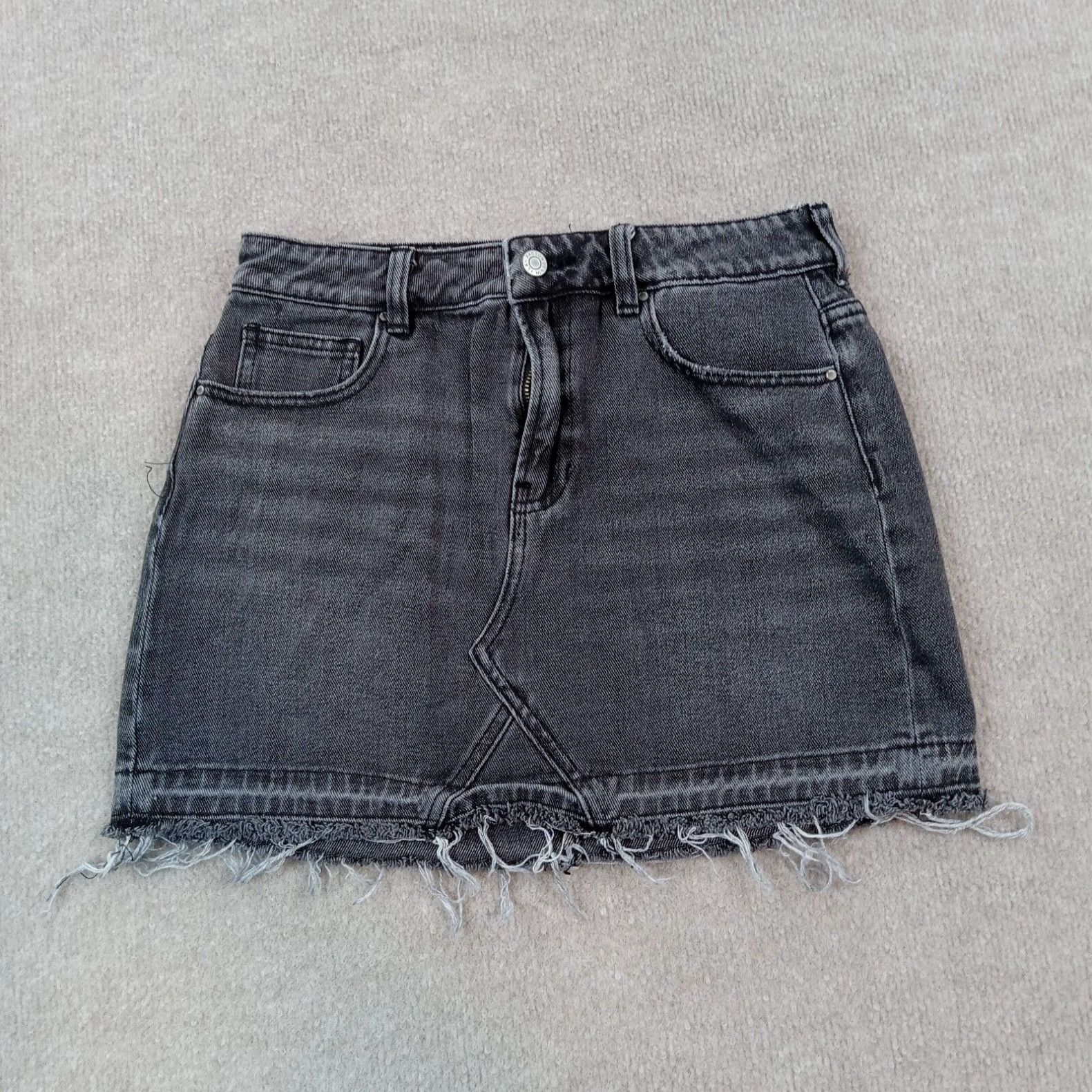 image of Pacsun Skirt Womens Size 26 Black Denim Mini Short Frayed Ladies Casual in White