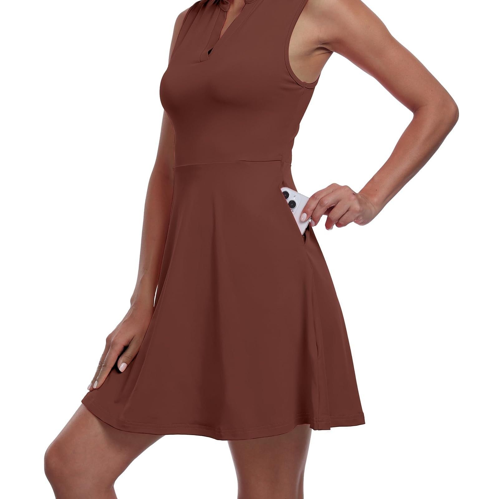 Other GGOV Womens Two Piece Tennis Golf Dress Pockets Brown Large Size L / US 10 / IT 46 - 2 Thumbnail
