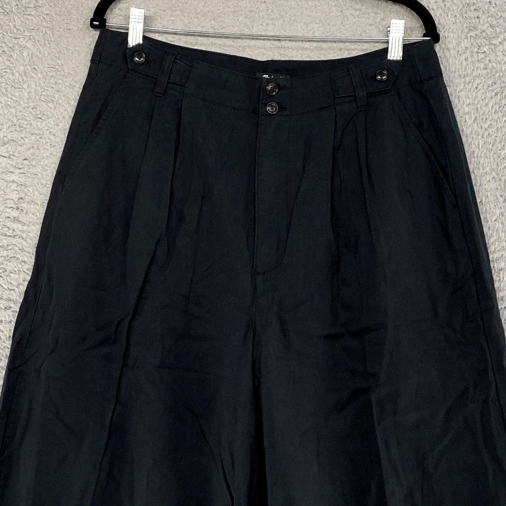 Madewell Madewell Wide Leg Wool Pants Womens 12T Tall Black Pleated Office Trousers Size 34" / US 12 / IT 48 - 2 Thumbnail