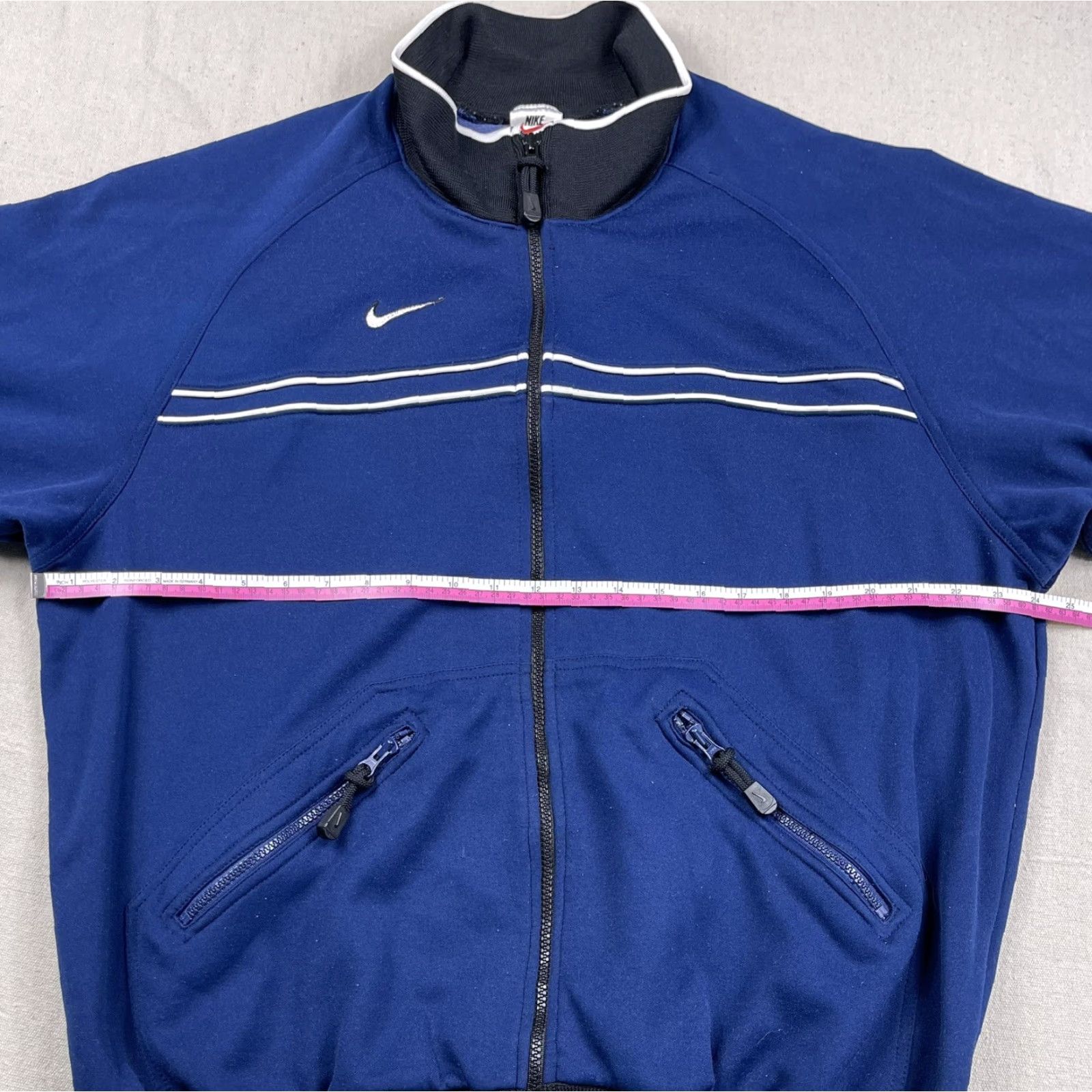 Nike VINTAGE Nike Men Track Jacket L Full Zip Pockets Swoosh Warmup 90s Windbreaker Blue Mens Size US L / EU 52-54 / 3 - 4 Thumbnail