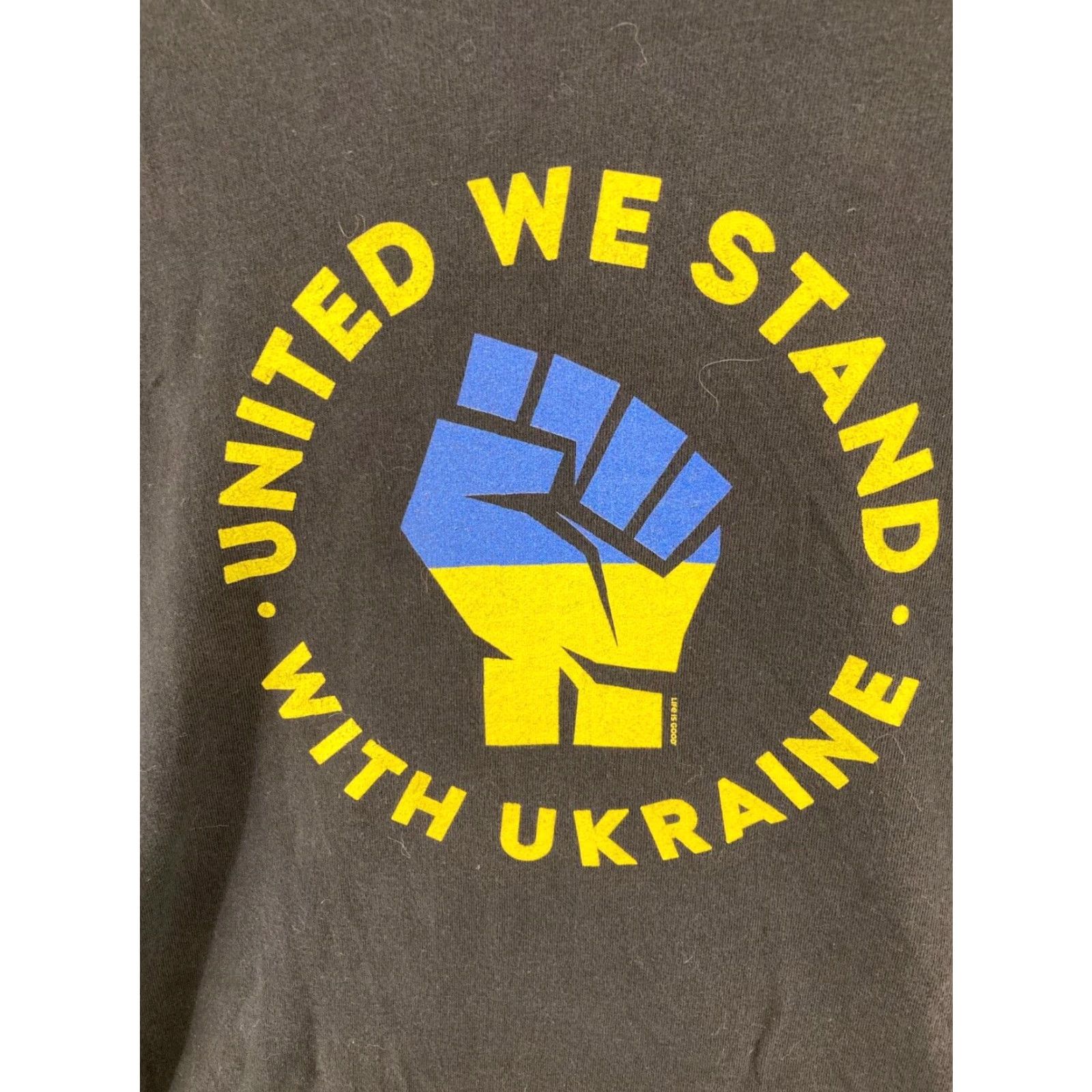 Life is Good Life is Good Womens T-Shirt 2XL Black United We Stand Ukraine Crew Neck Short Sleeve Cotton Jersey Vintage No Size XXL / US 16-18 / IT 52-54 - 4 Thumbnail