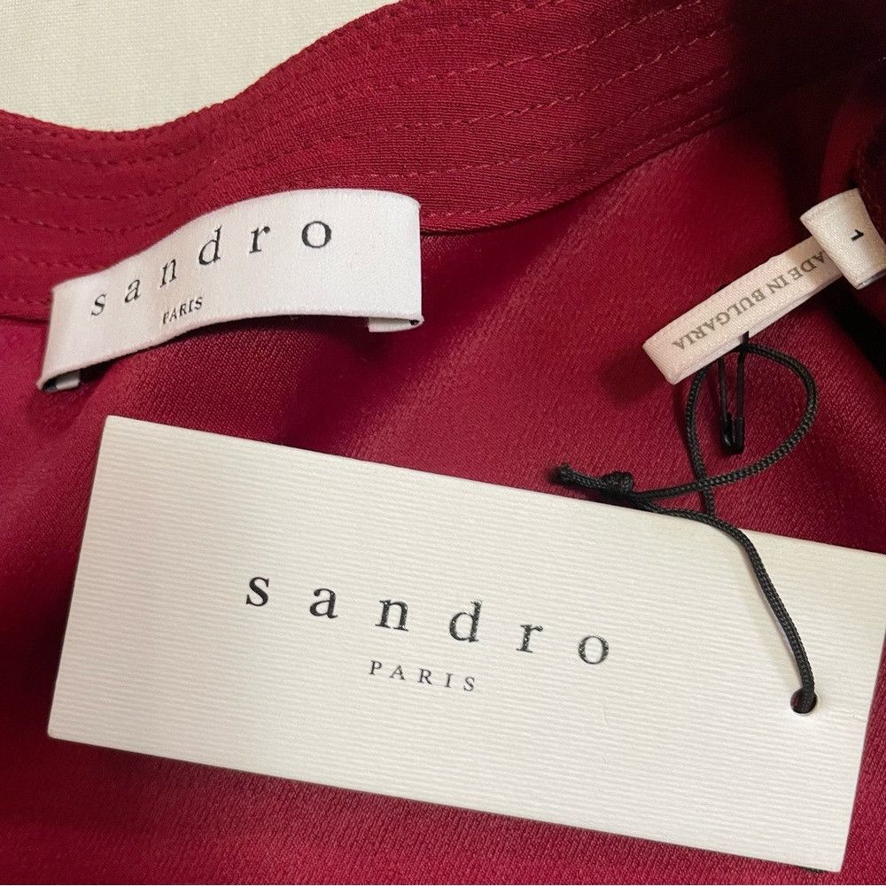 Sandro NWT New $325 Sandro Burgundy Viscose Long Sleeve Dress Size Size S / US 4 / IT 40 - 7 Thumbnail
