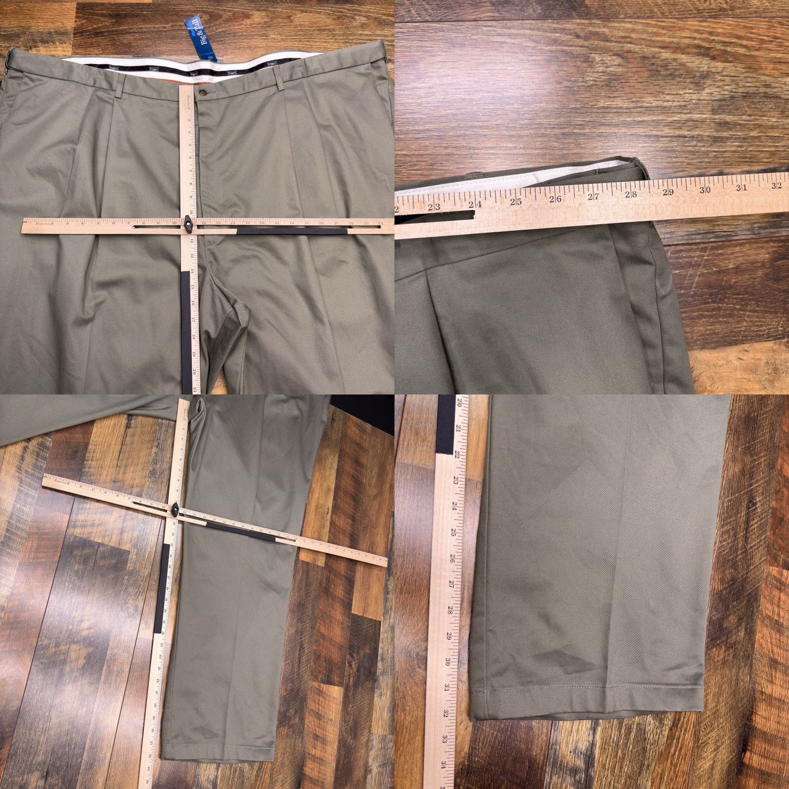 Haggar Haggar Pants Khaki Classic Fit Big & Tall 60x34 Olive Green Cotton Twill No Iron W2W Work To Weekend Straight Leg Mens Size US 44 / EU 60 - 8 Thumbnail