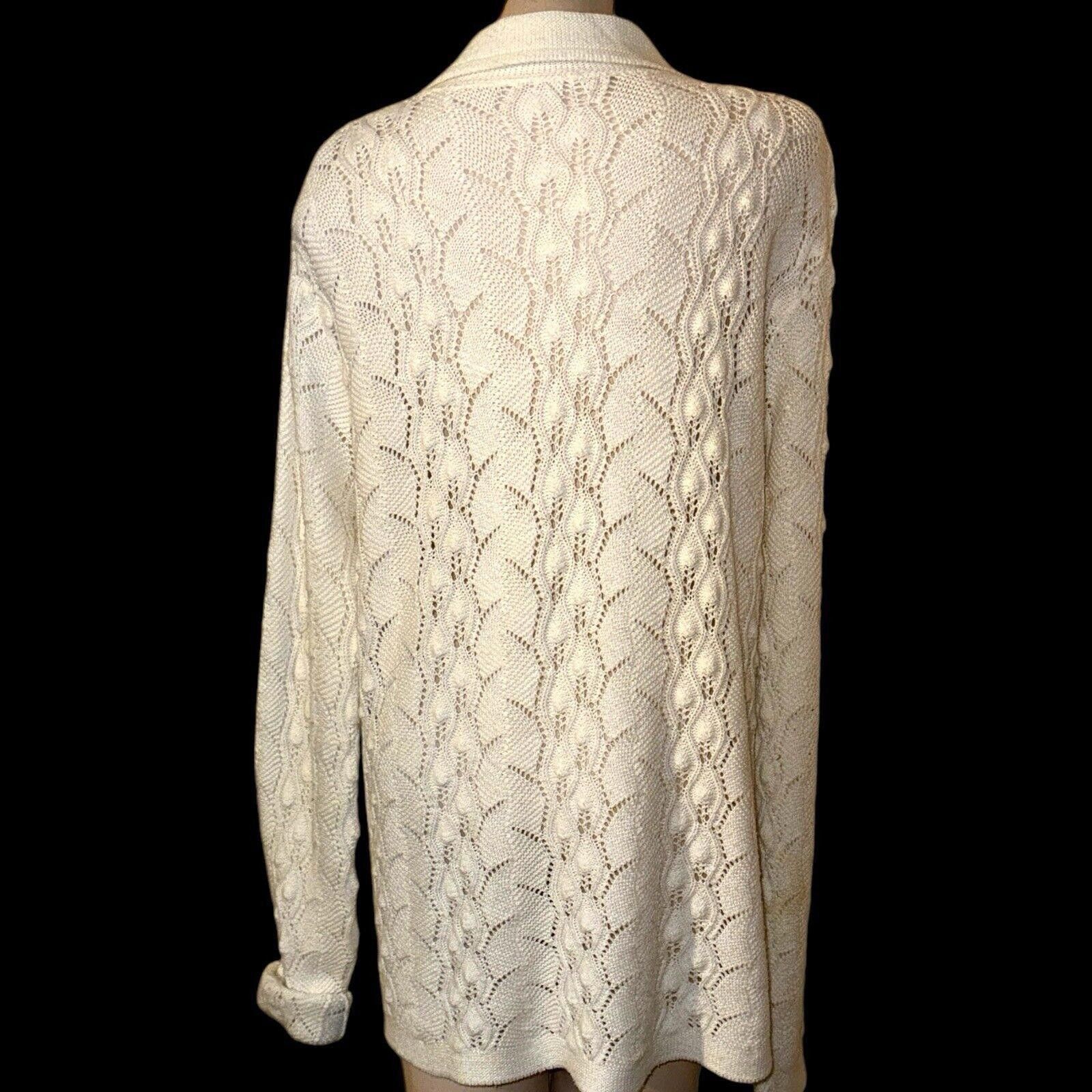 Designer Vintage Winter White Crochet Knit Cardiganr Grannycore Sz M Size M / US 6-8 / IT 42-44 - 7 Thumbnail