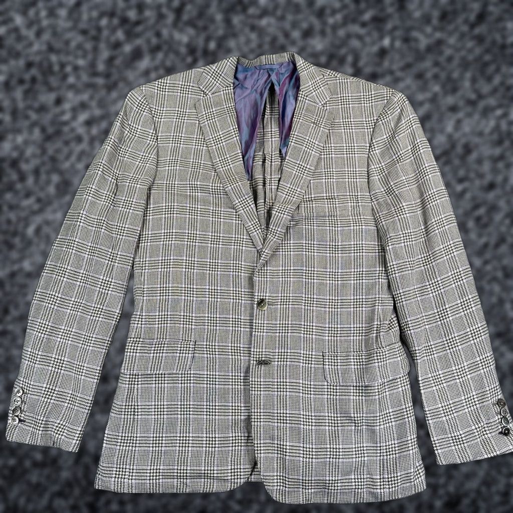 Vintage Oxford Clothes Sport Coat Mens 44 Regular Gray Plaid Classic Two-Button Single-Breasted Notch Lapel Inner Pockets Size US S / EU 44-46 / 1 - 1 Thumbnail