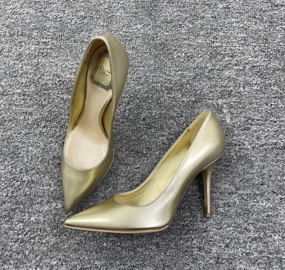 Dior Dior gold pointed-toe high heels K12 Size US 7 / IT 37 - 1 Thumbnail