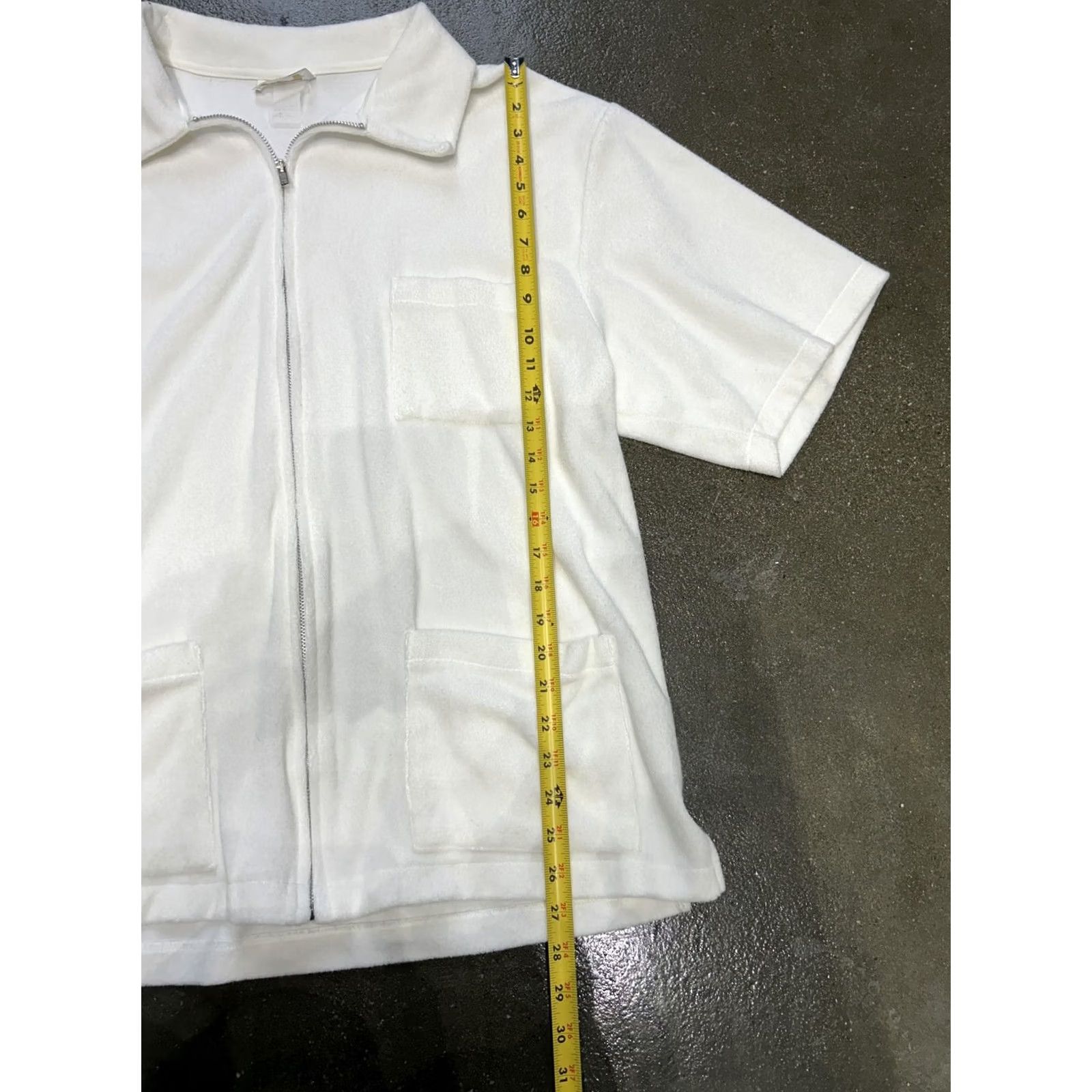 Vintage Womens Polo Shirt White Full Zip Collared Short Sleeve Pockets Relaxed Fit M Size M / US 6-8 / IT 42-44 - 4 Thumbnail