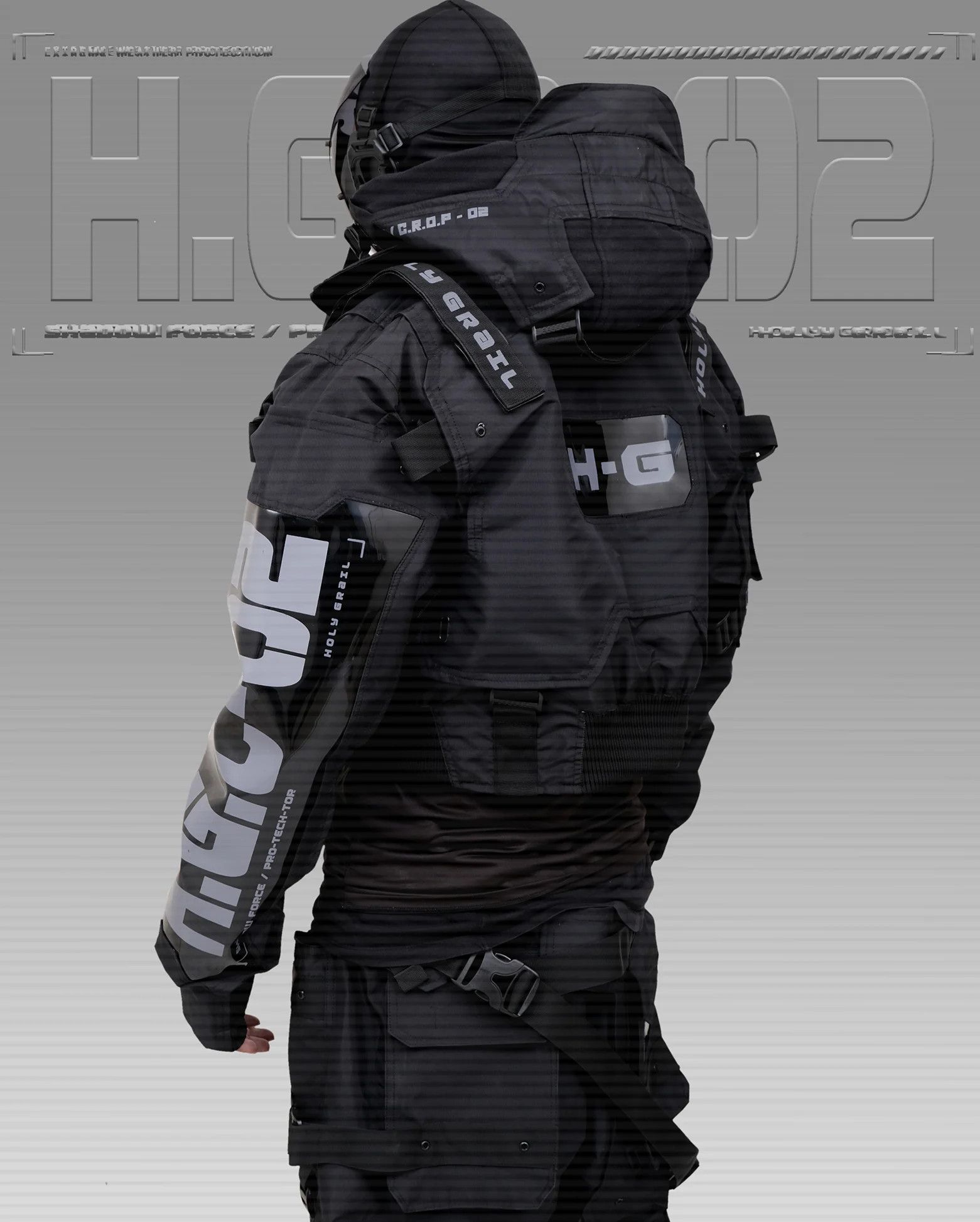 Hi Tec H-G JACKET CROP "SHADOW FORCE" TECHWEAR CYBERPUNK HOLYGRAIL Size US L / EU 52-54 / 3 - 8 Thumbnail