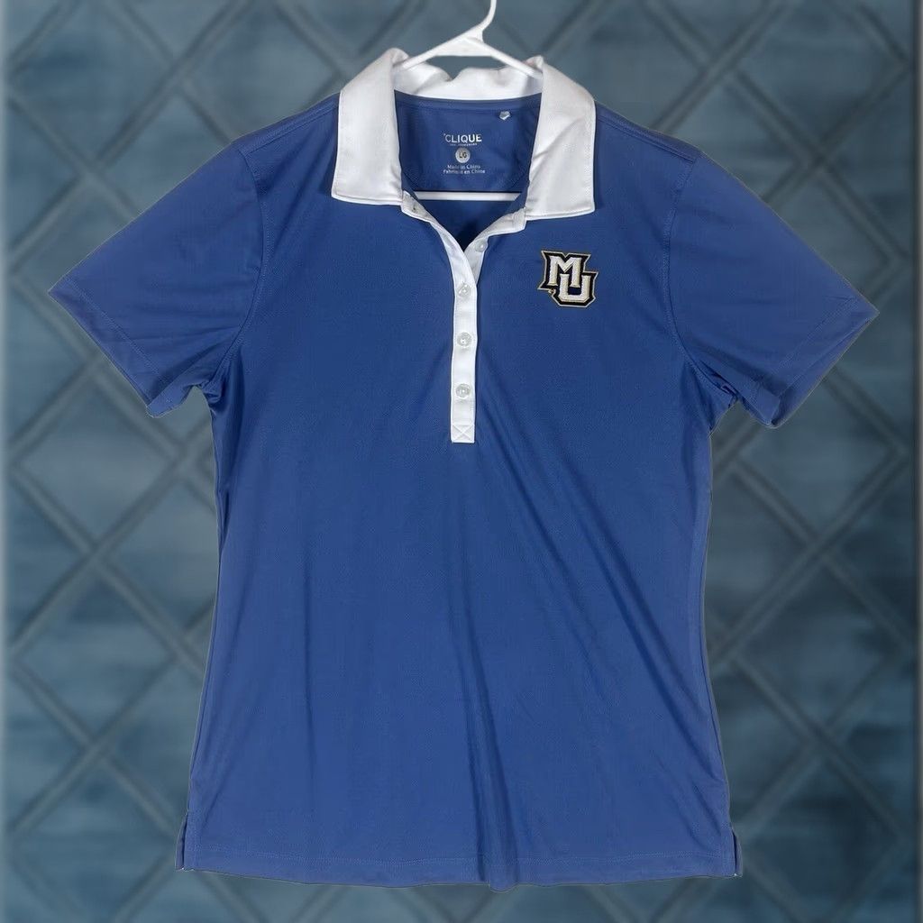 Vintage Marquette University MU Golden Eagle Polo Shirt Mens Large Blue Short Sleeve Lip Size US L / EU 52-54 / 3 - 1 Thumbnail
