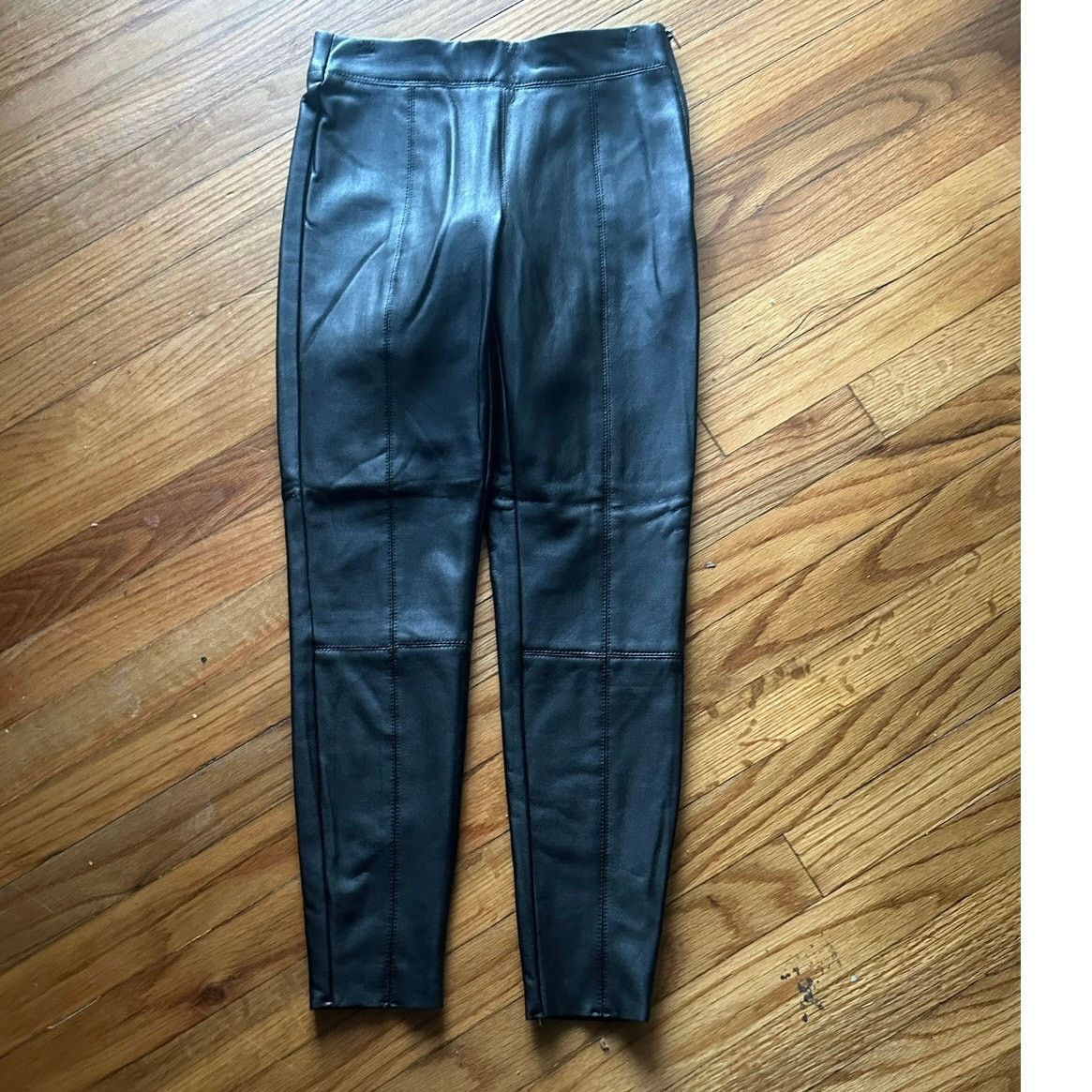 Topshop Topshop Black Faux Leather Leggings Side Zip, Stretch Waist Size 27" / US 4 / IT 40 - 1 Thumbnail