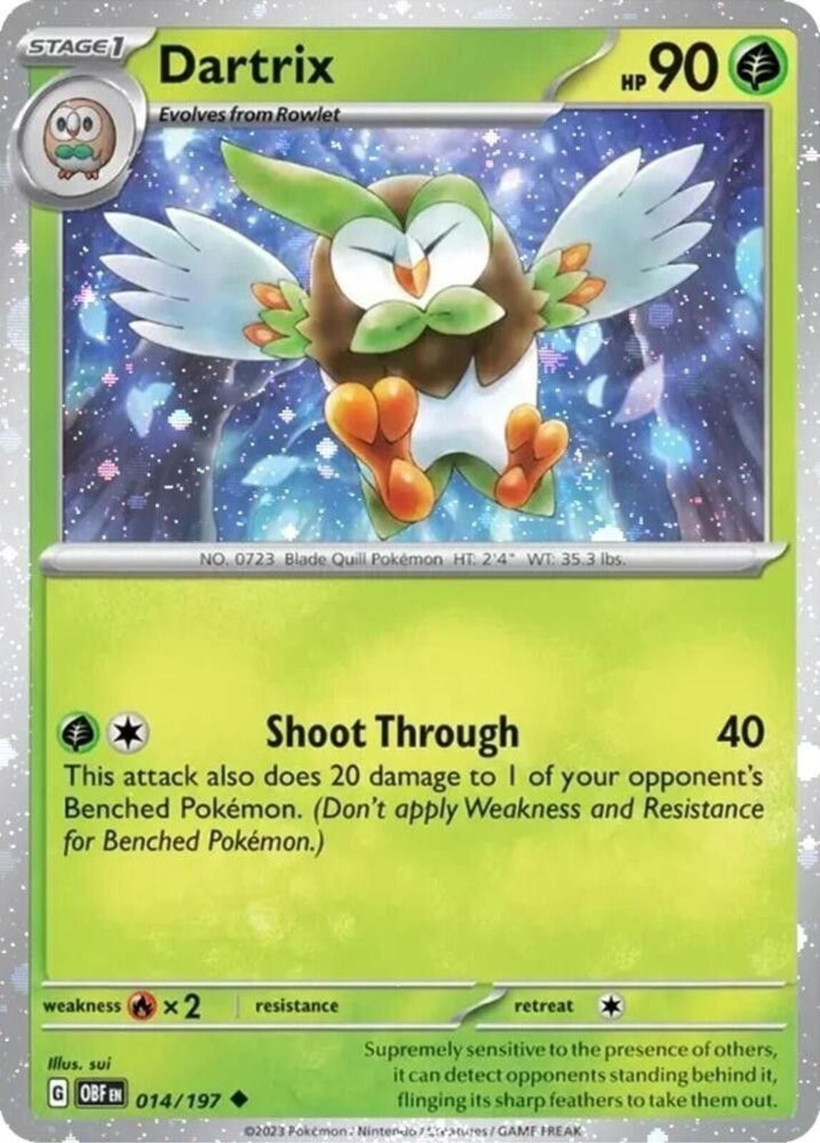 Pokemon Dartrix 014/197 Scarlet & Violet: Obsidian Flames Size ONE SIZE - 1 Thumbnail
