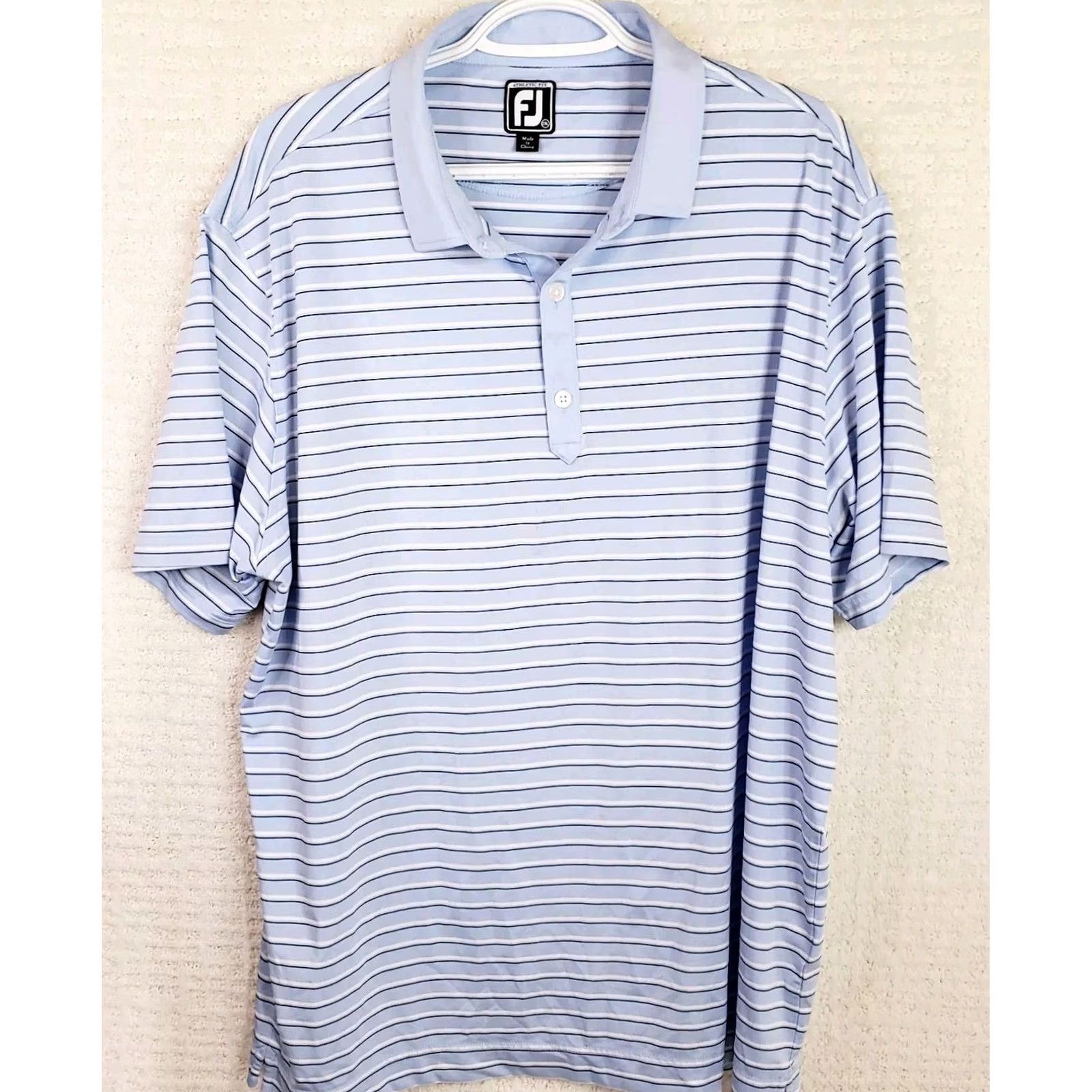 Footjoy FootJoy Athletic Fit Polo Shirt Striped Blue White 2XL Men’s Golf Polo Casual Performance Preppy Logo Clothing Size US XXL / EU 58 / 5 - 2 Thumbnail