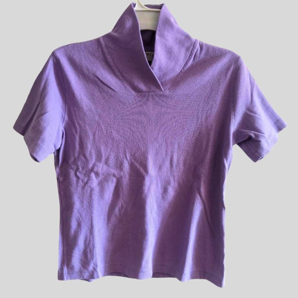 Orvis Orvis Purple Shawl Collar Knit Top Women’s Small Short Sleev Size S / US 4 / IT 40 - 3 Thumbnail