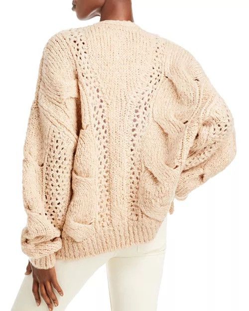Designer × Iro Iro Besty Cable Knit Cardigan in Beige Size L / US 10 / IT 46 - 2 Thumbnail