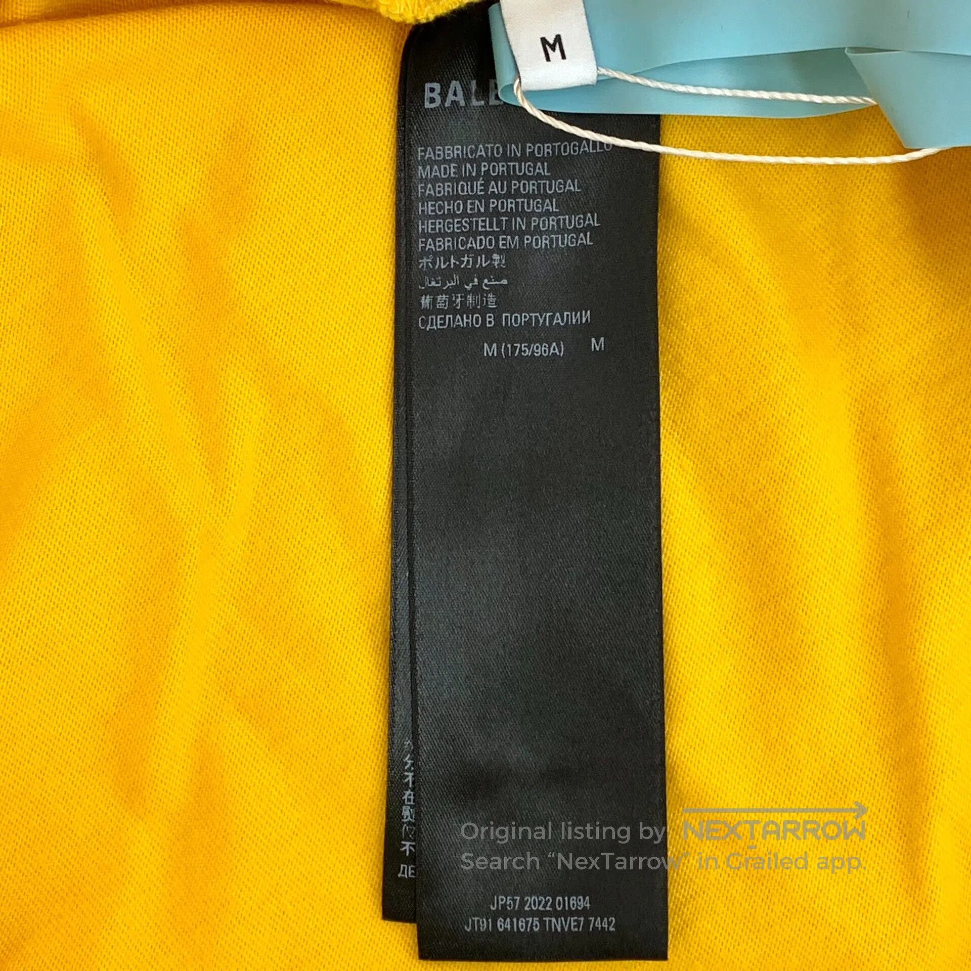 Balenciaga Balenciaga Yellow logo lettered print cotton crew neck sho Size US M / EU 48-50 / 2 - 7 Thumbnail