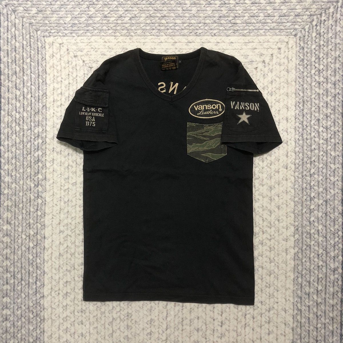 Japanese Brand × Seditionaries × Vanson Leathers Rare Sunfaded Vanson Cottons Camouflage Pocket Tees Size US XS / EU 42 / 0 - 1 Thumbnail