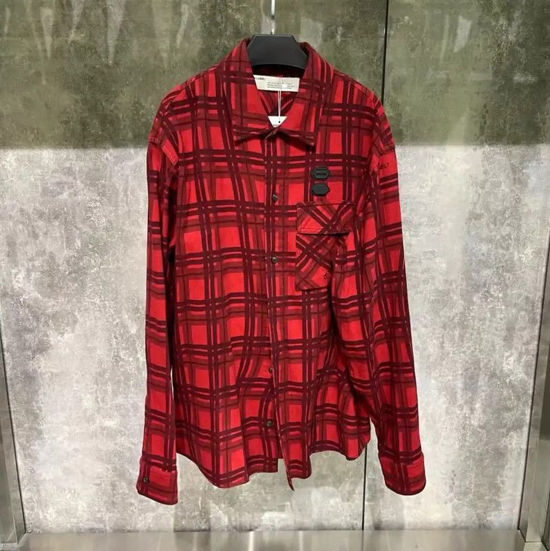 Off-White Off-White Red Plaid Cotton Long Sleeve Shirt 0089 Size US S / EU 44-46 / 1 - 1 Thumbnail