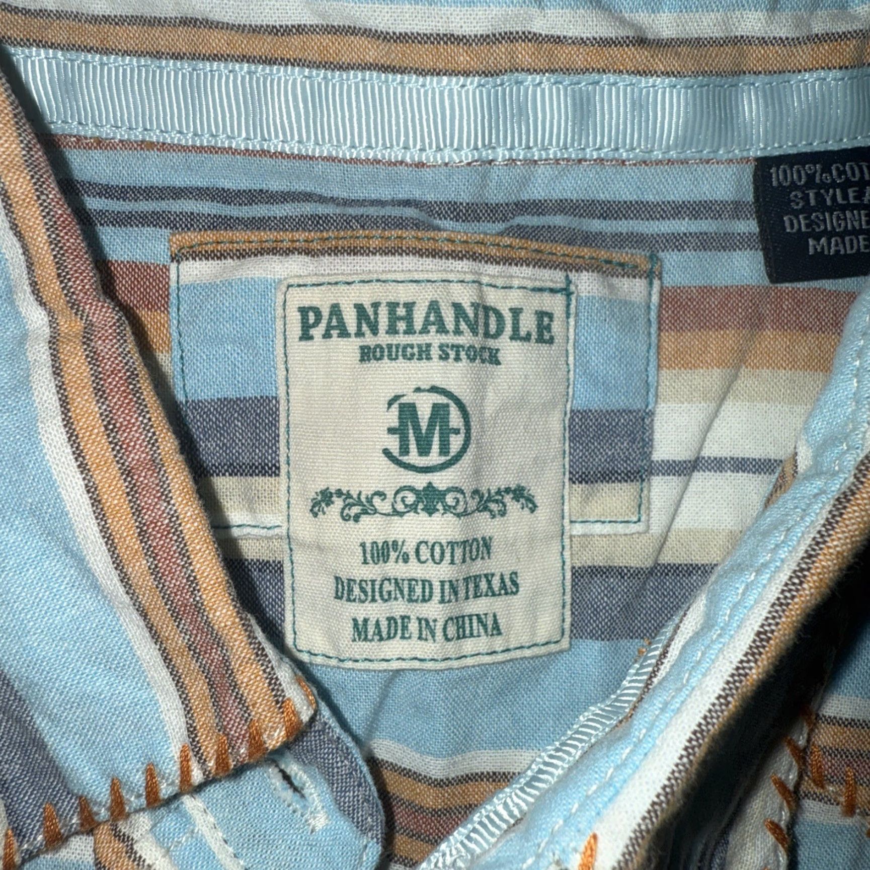 Vintage VINTAGE Panhandle Slim Pearl Snap Shirt Women Embroidered Pocket Long Sleeve Striped Orange Blue Cream Sized M Size M / US 6-8 / IT 42-44 - 3 Thumbnail
