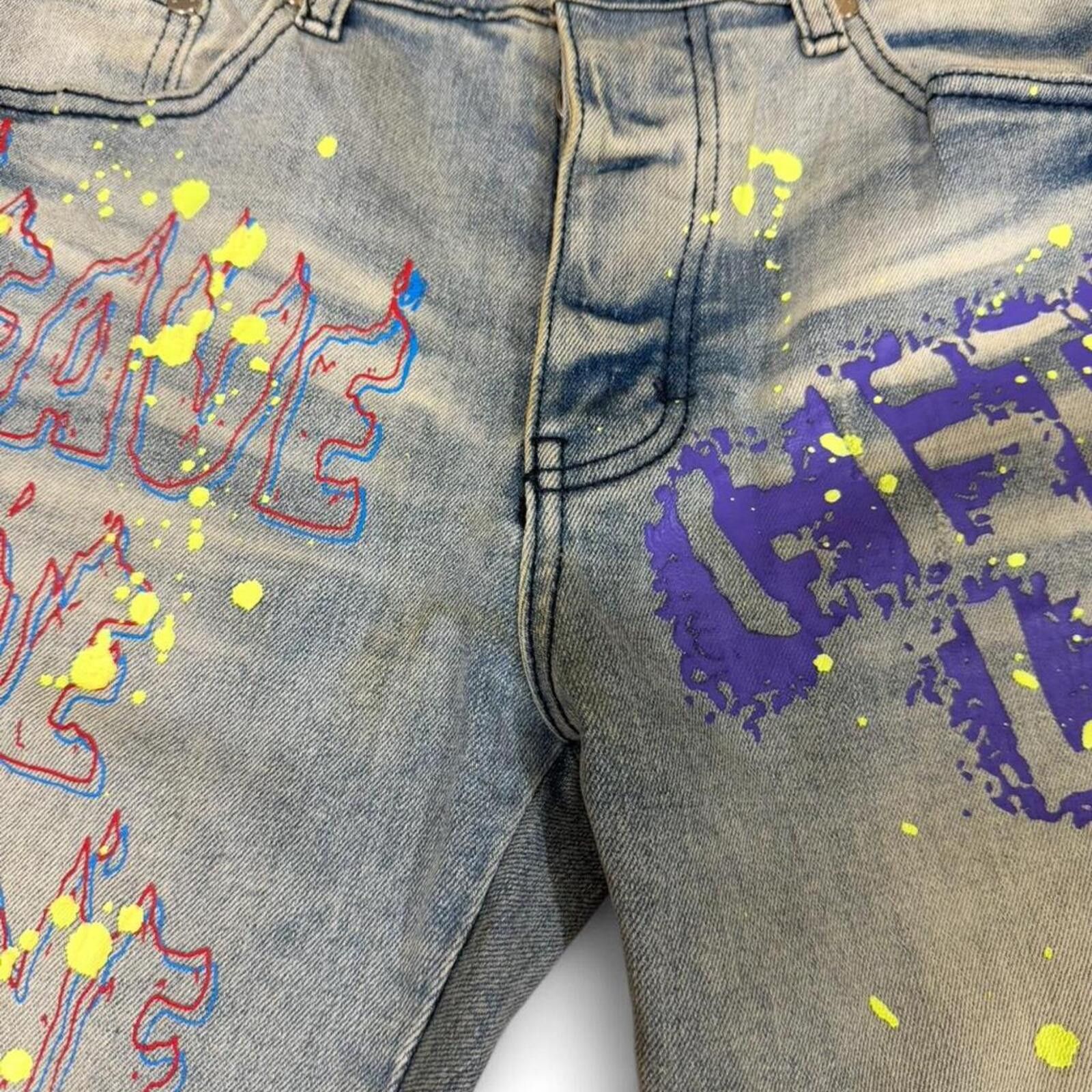 True Religion GFTD Los Angeles green paint splatter cargo jean Size US 32 / EU 48 - 8 Thumbnail
