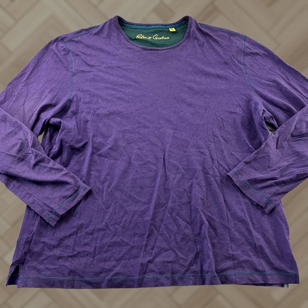 Robert Graham Robert Graham Classic Fit Long Sleeve Shirt Mens 2XL Solid Purple Shirt Size US XXL / EU 58 / 5 - 1 Thumbnail