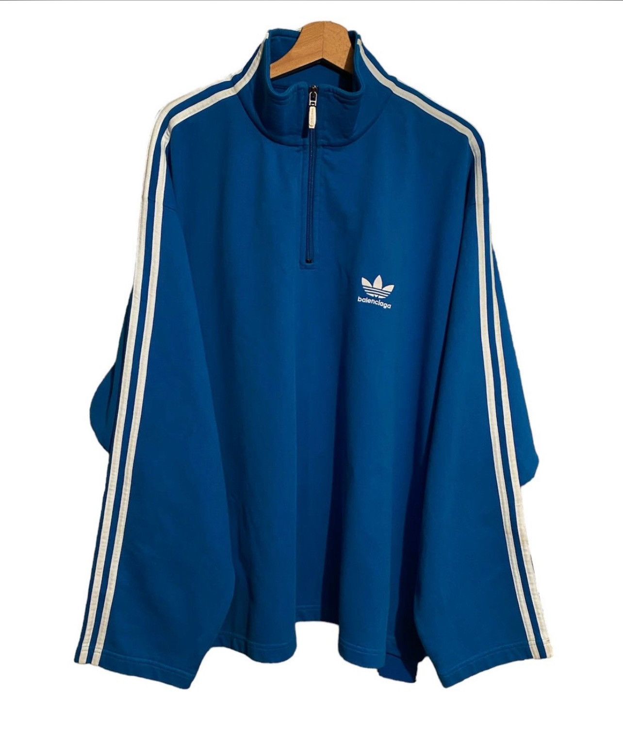 image of Adidas Quarter Zip Oversized Jacket in Blue, Men's (Size Large)