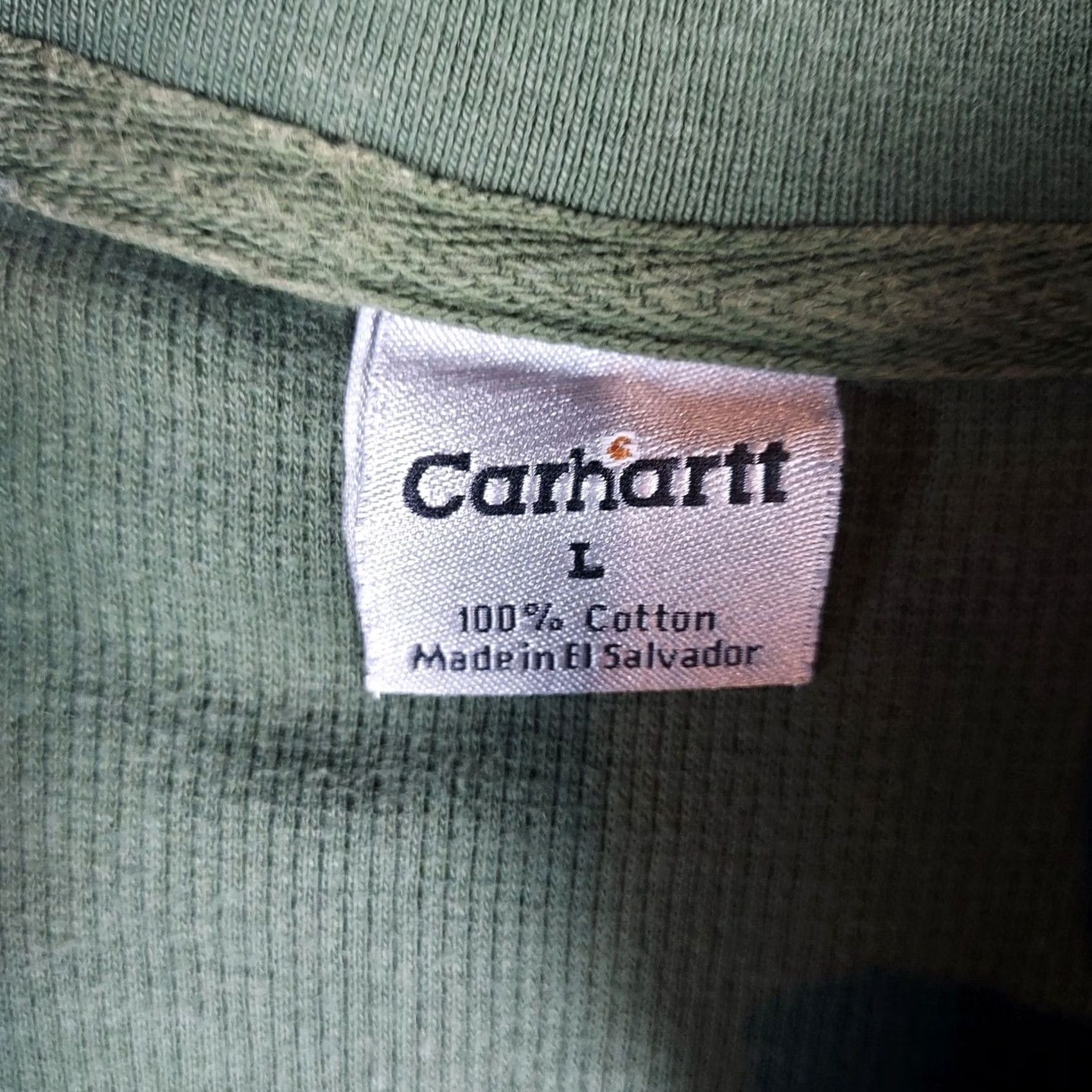 Carhartt Carhartt Waffle Knit Quarter Zip Pullover Sweatshirt Green 100% Cotton Men’s L Size US L / EU 52-54 / 3 - 6 Thumbnail