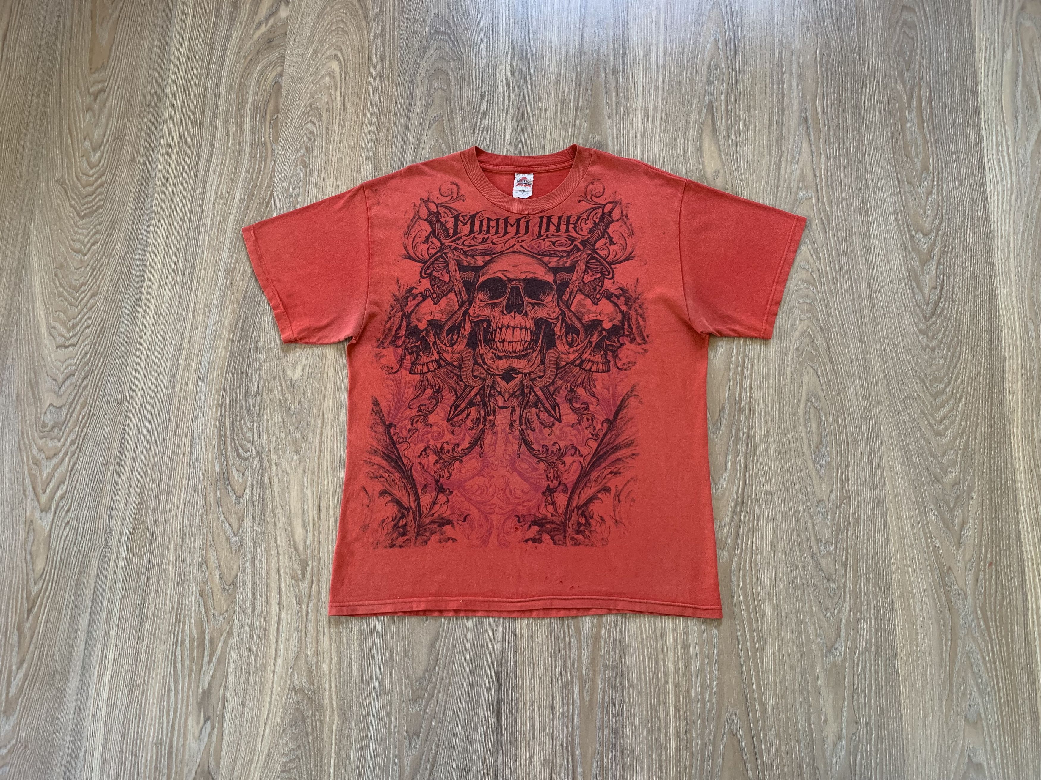 Alstyle × Vintage Vintage Miami Ink Skull Print T-Shirt Size US L / EU 52-54 / 3 - 1 Thumbnail