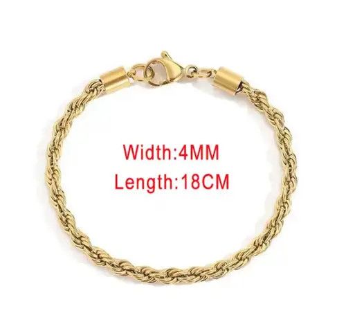 Jewelry 4 MM Rope Chain Bravelet Size ONE SIZE - 4 Thumbnail