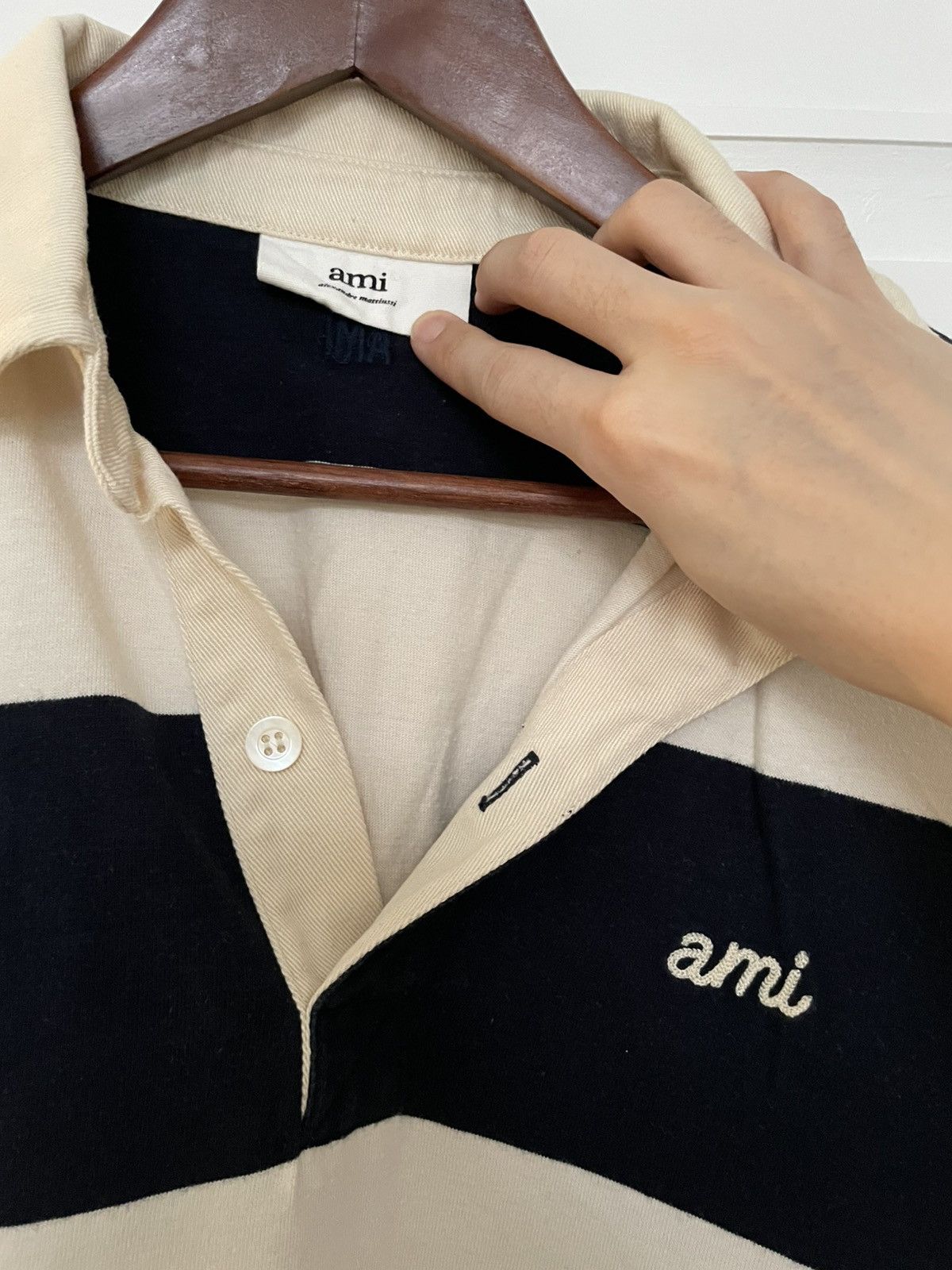 AMI AMI navy/cream colours long sleeve rugby shirt Size US M / EU 48-50 / 2 - 4 Thumbnail