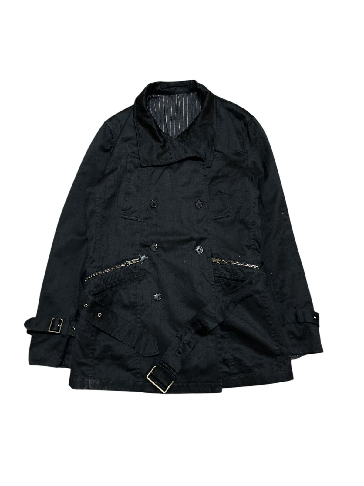 Seditionaries PPFM Black Belted Military Peacoat Jacket Double Breasted Size L / US 10 / IT 46 - 4 Thumbnail