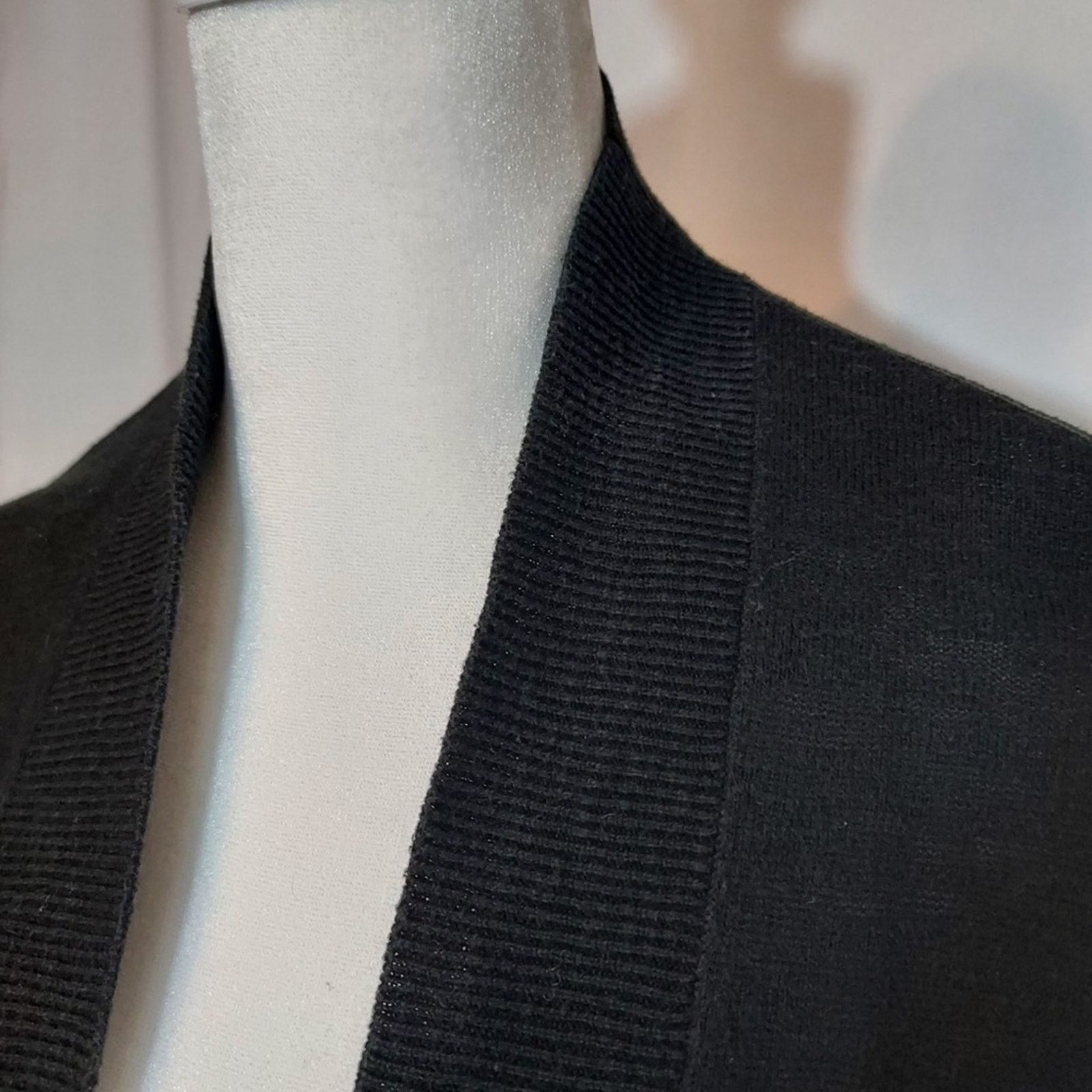 Gap Gap Black Knit Cotton Blend Open Ribbed Cardigan Sweater Size M / US 6-8 / IT 42-44 - 6 Thumbnail
