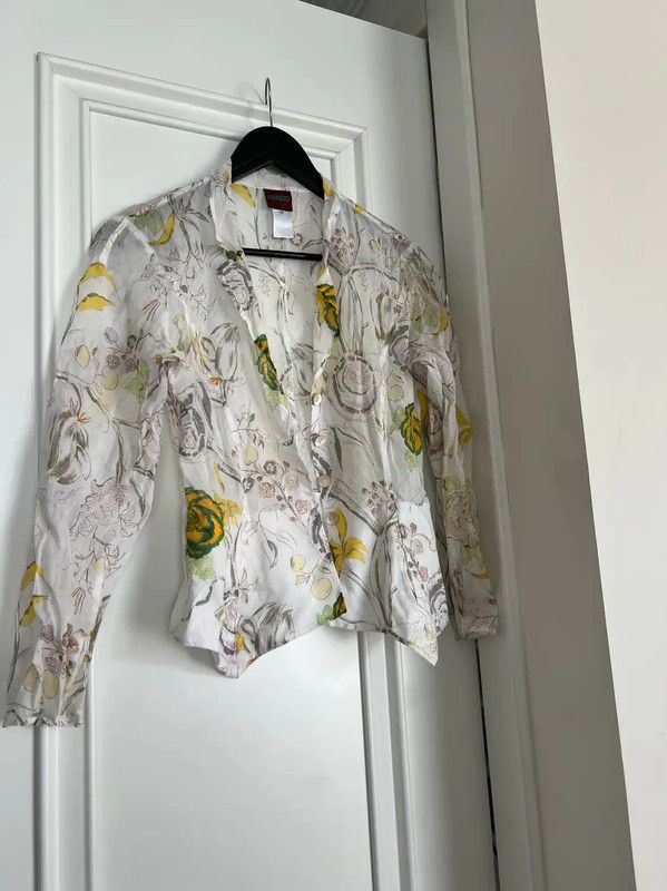 Kenzo KENZO Women's White Cotton Long Sleeve Shirt 0089 Size M / US 6-8 / IT 42-44 - 1 Thumbnail