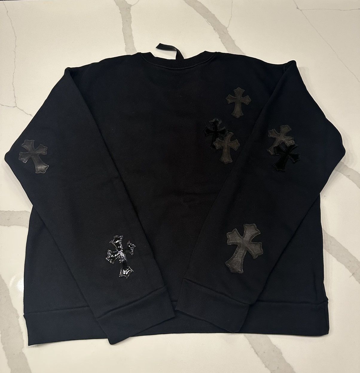 Chrome Hearts Chrome Hearts Black Sweatshirt w/ Black Patches | Grailed