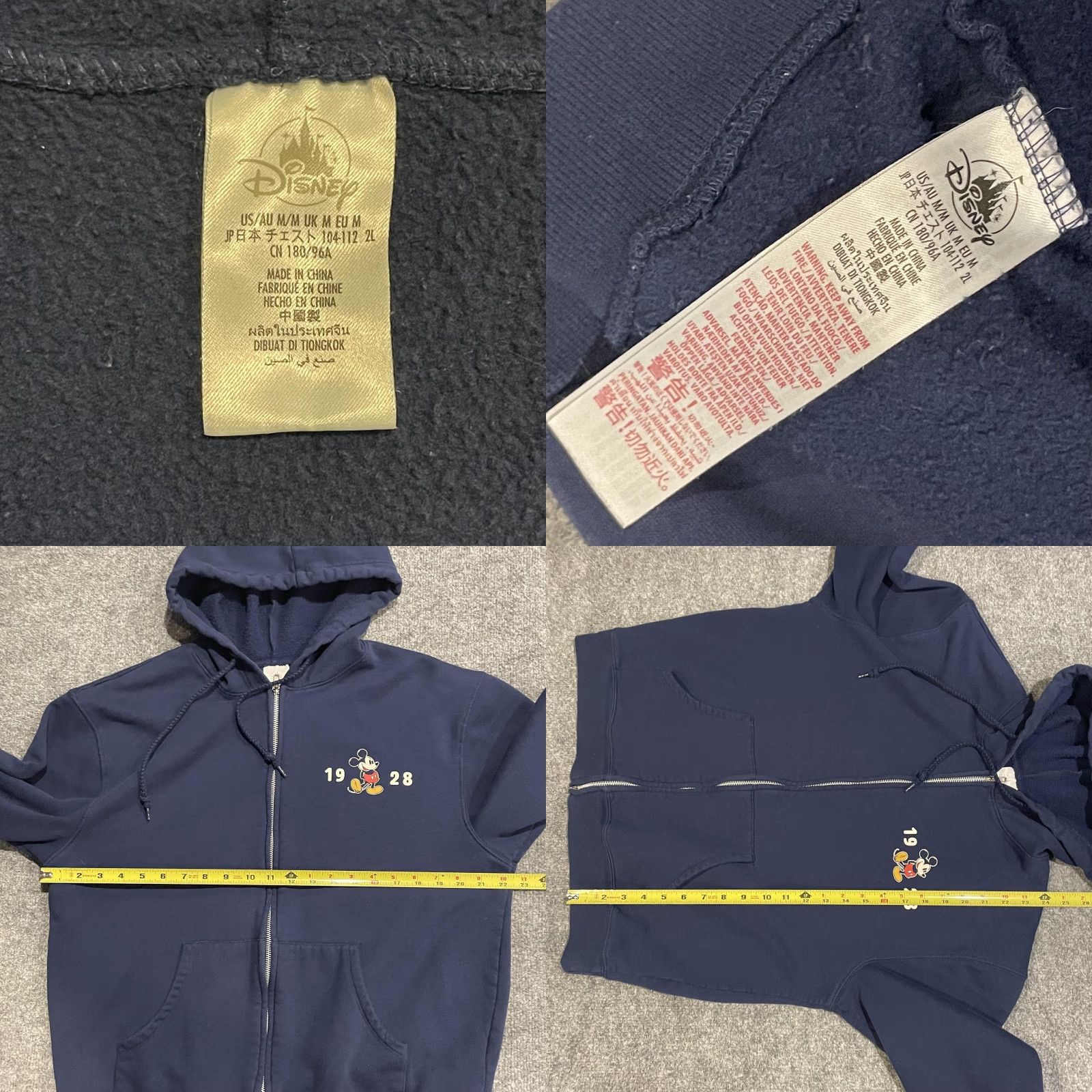 Disney Disney Disneyland Mickey Mouse Full Zip Hoodie Sweatshirt Adult M Navy Blue Fleece Back Graphic Print Logo Zipper Mens Sportswear Size US M / EU 48-50 / 2 - 8 Thumbnail