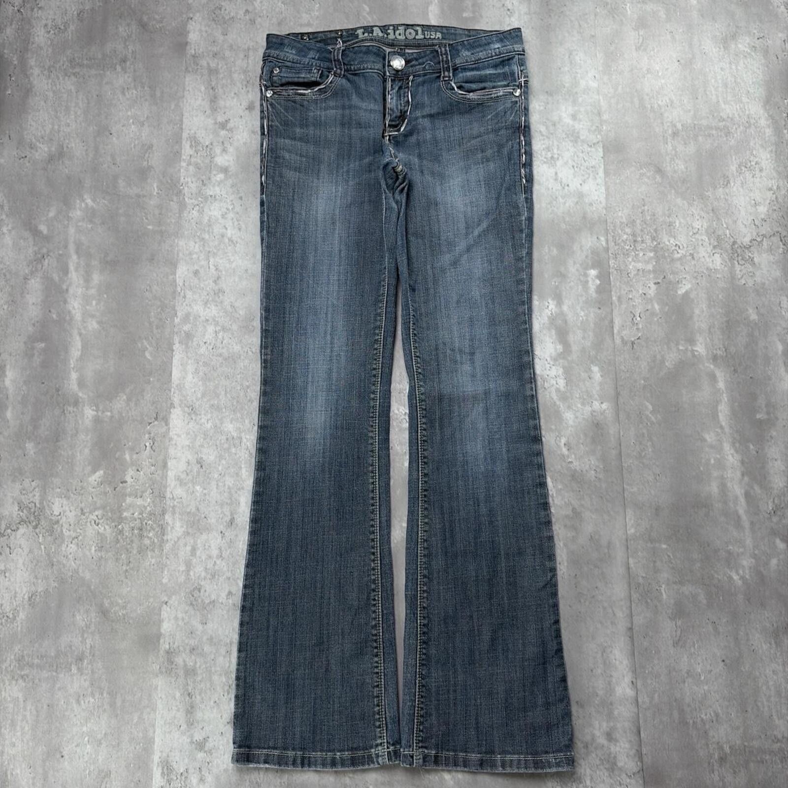 Other Y2K Dark Wash L.A. Idol USA Grunge Flared Gothic Denim Jeans Size 30" / US 8 / IT 44 - 2 Thumbnail