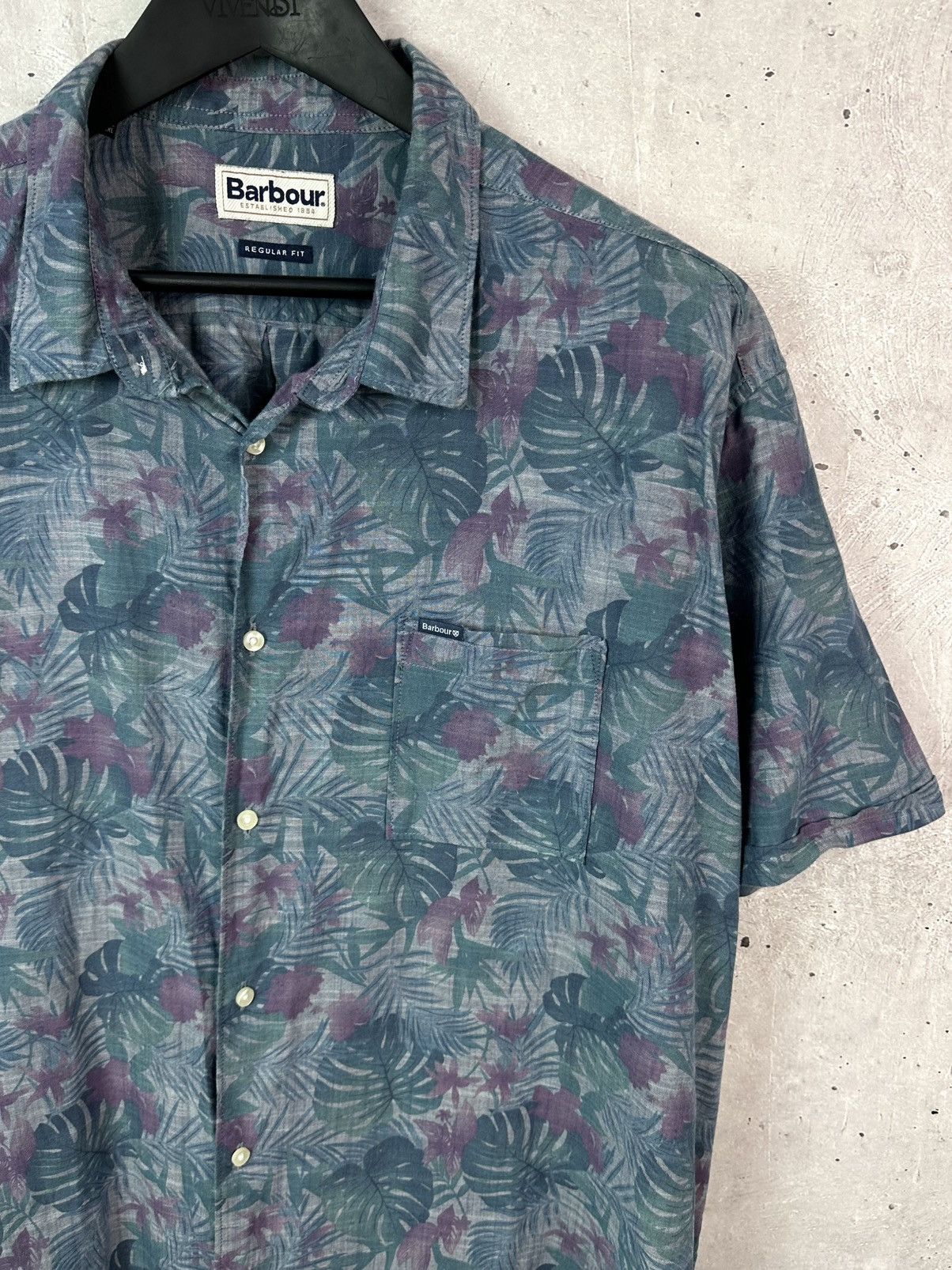 Barbour Barbour Regular Fit Tropical Leaves Short Sleeve Men’s Shirt Size US XXL / EU 58 / 5 - 3 Thumbnail
