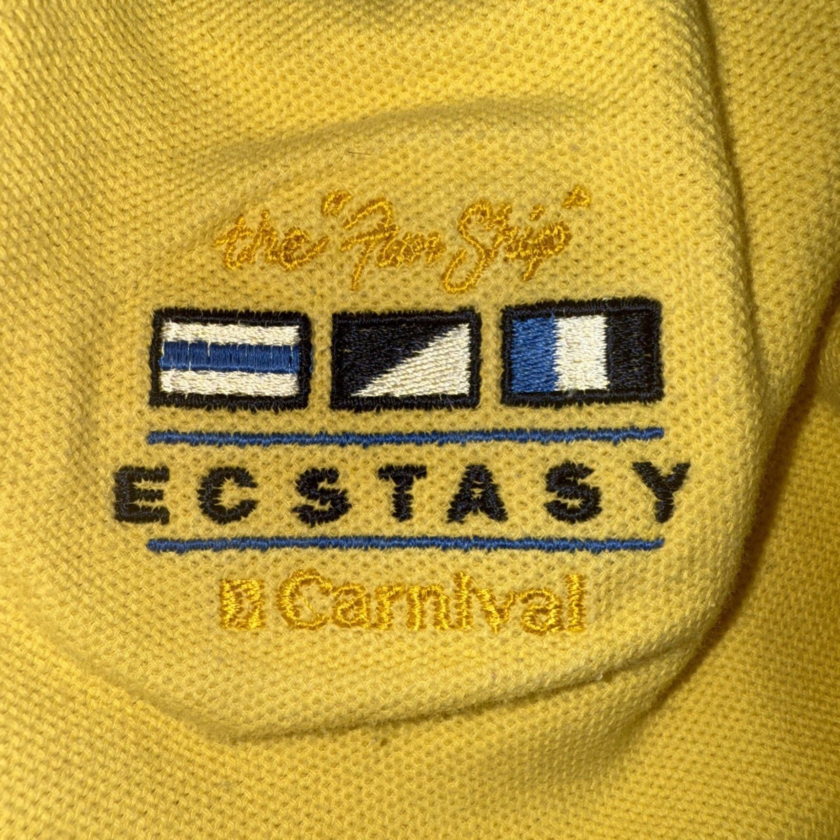 Vintage VINTAGE Gear Cruise Polo Shirt Men XXL Short Sleeve White Caribbean Yellow Embroidered Logo The Fun Ship Carnival Ecstasy Shirt Size US XXL / EU 58 / 5 - 2 Thumbnail