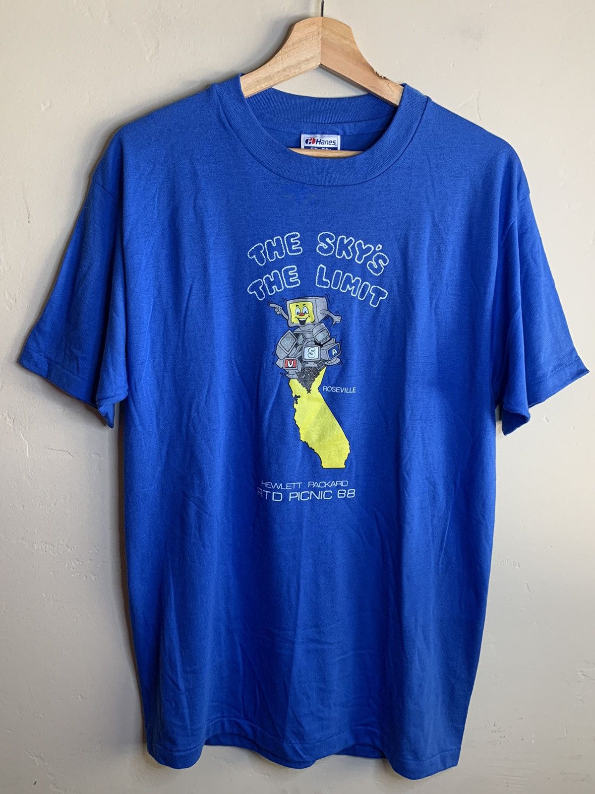 image of Art x Made In USA Vintage 80's Hewlett-Packard Hp Single Stitch T-Shirt in Blue, Men's (Size Large)