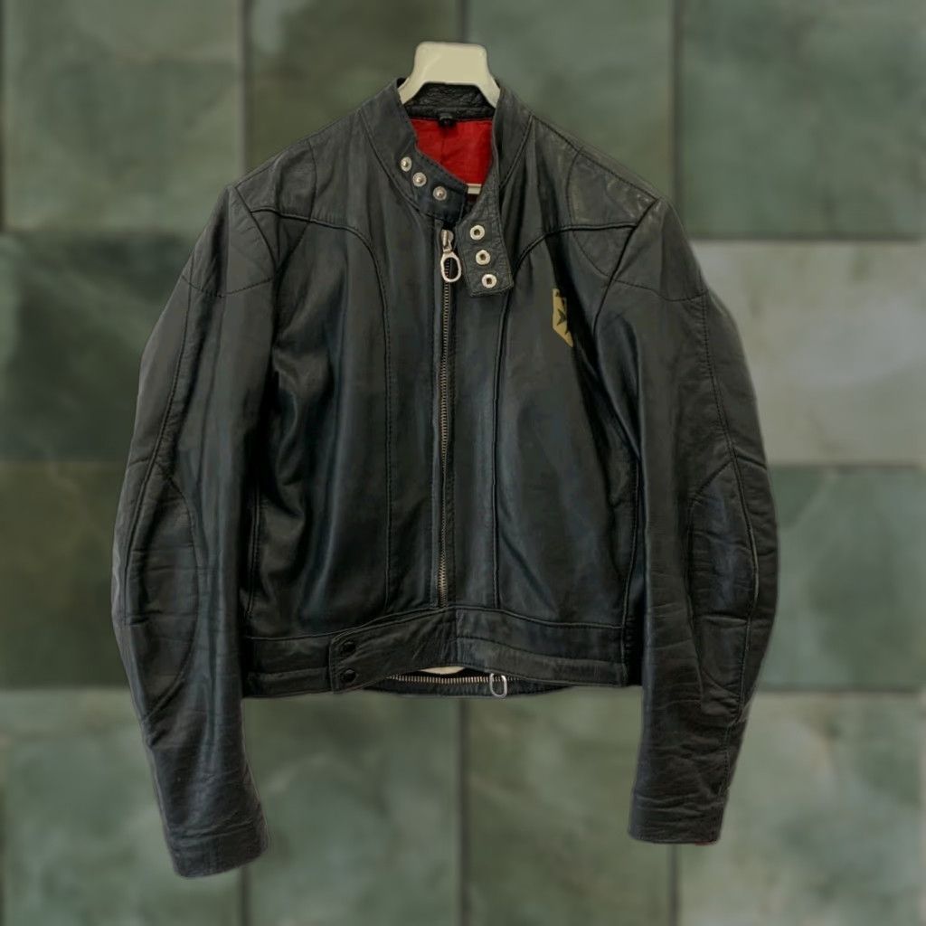 Harrods VINTAGE Harro Kombi Motorcycle Jacket Men M Leather Black Red Lining Cafe Racer #151 Size US M / EU 48-50 / 2 - 1 Thumbnail