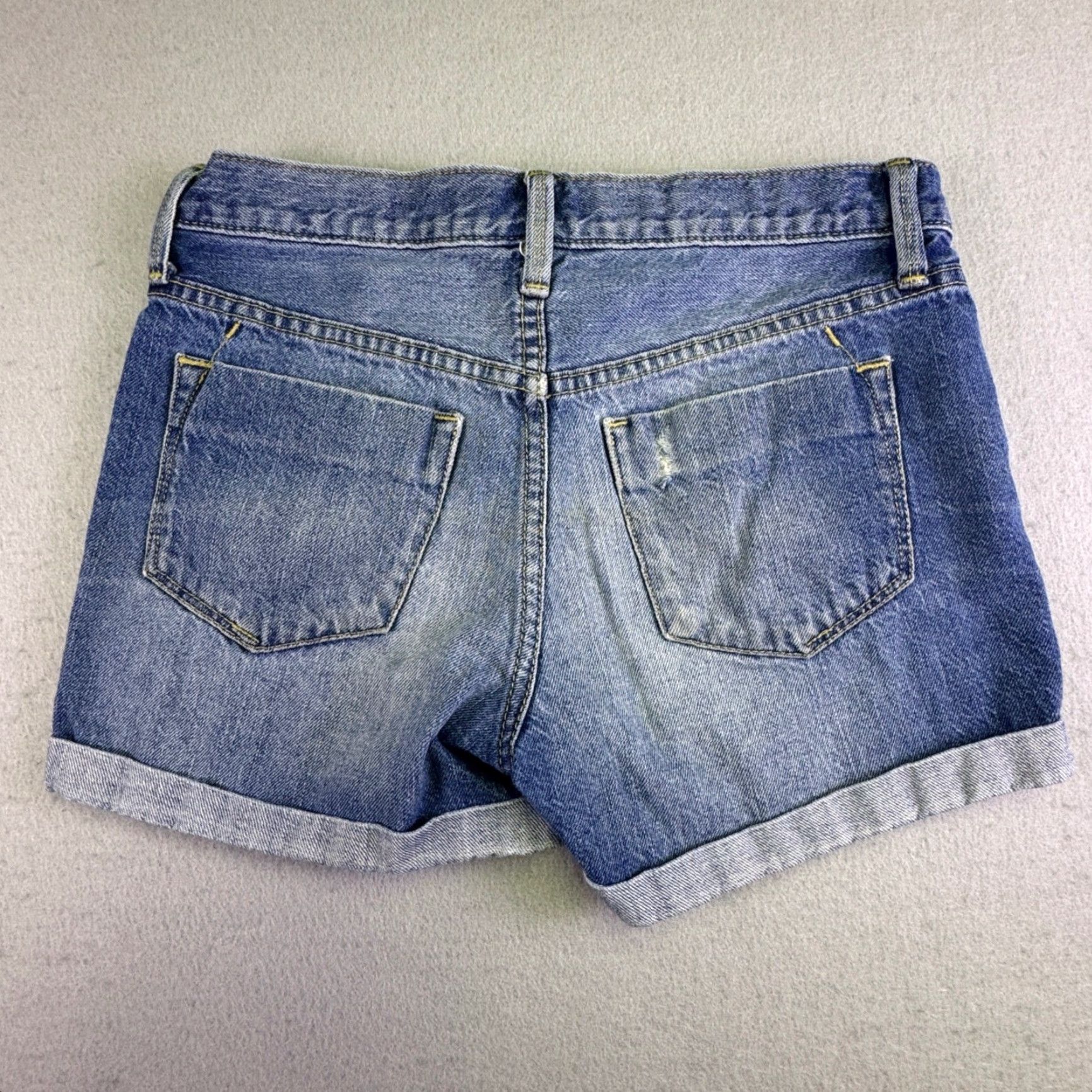 Mossimo VINTAGE Mossimo Shorts Women's Denim Boyfriend Midi Blue Distressed Cuffed 00 Tall Size 29" - 5 Thumbnail