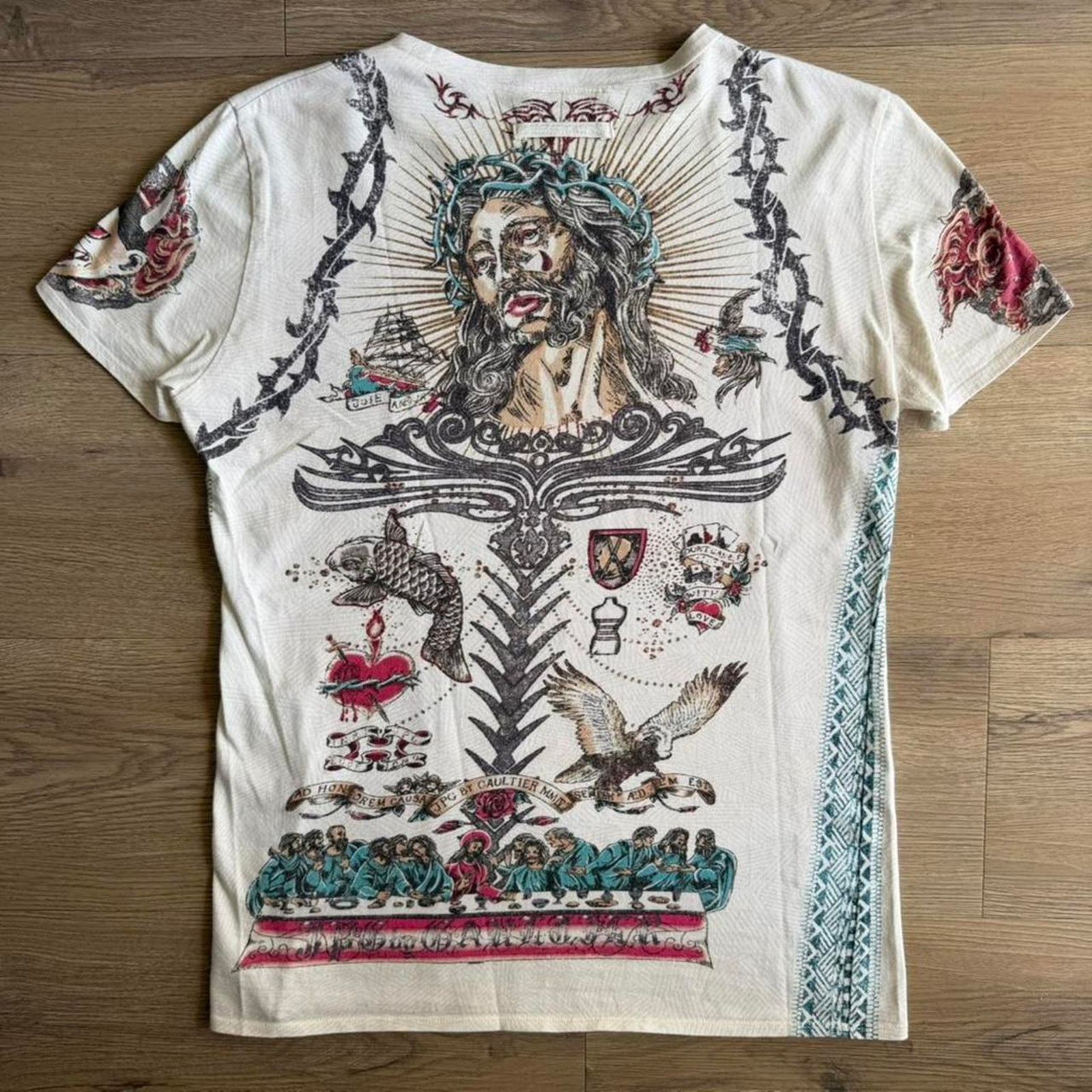 Jean Paul Gaultier Jean Paul Gaultier Jesus & Mary Tattoo Print T-Shirt Size US XXS / EU 40 - 4 Thumbnail