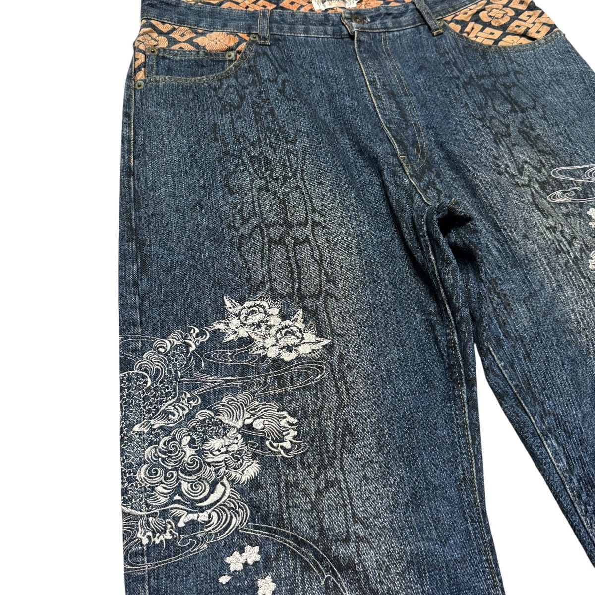 Karakuri Tamashii Vintage Karakuri Tamashii Denim Embroidery Dragon Snake Skin Size US 36 / EU 52 - 4 Thumbnail