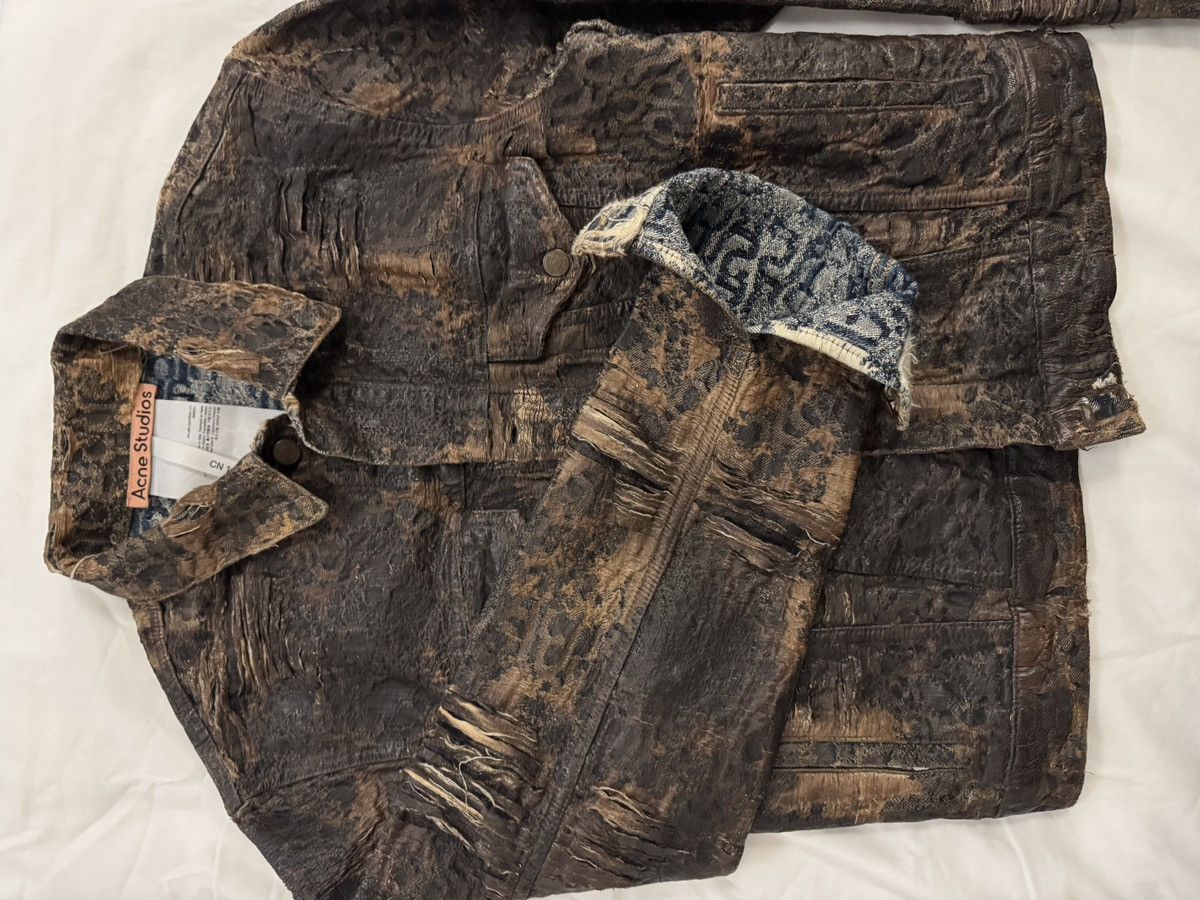 Acne Studios Acne Studios Brown Distressed Monogram Denim Jacket Size US M / EU 48-50 / 2 - 6 Thumbnail