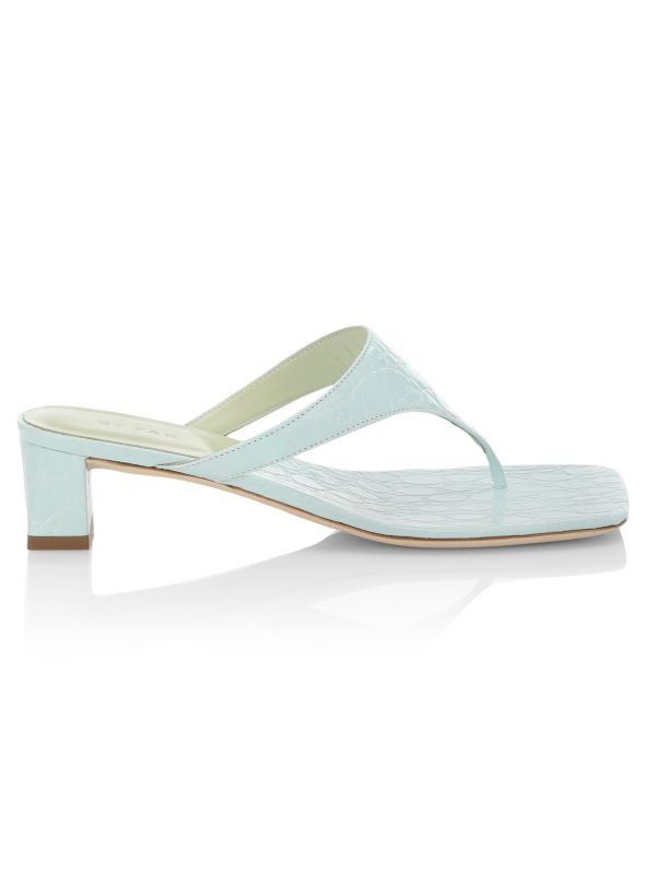 By Far o1mle1224 Croco Emboosed Leather Mules in Sky Blue Size US 6 / IT 36 - 1 Thumbnail