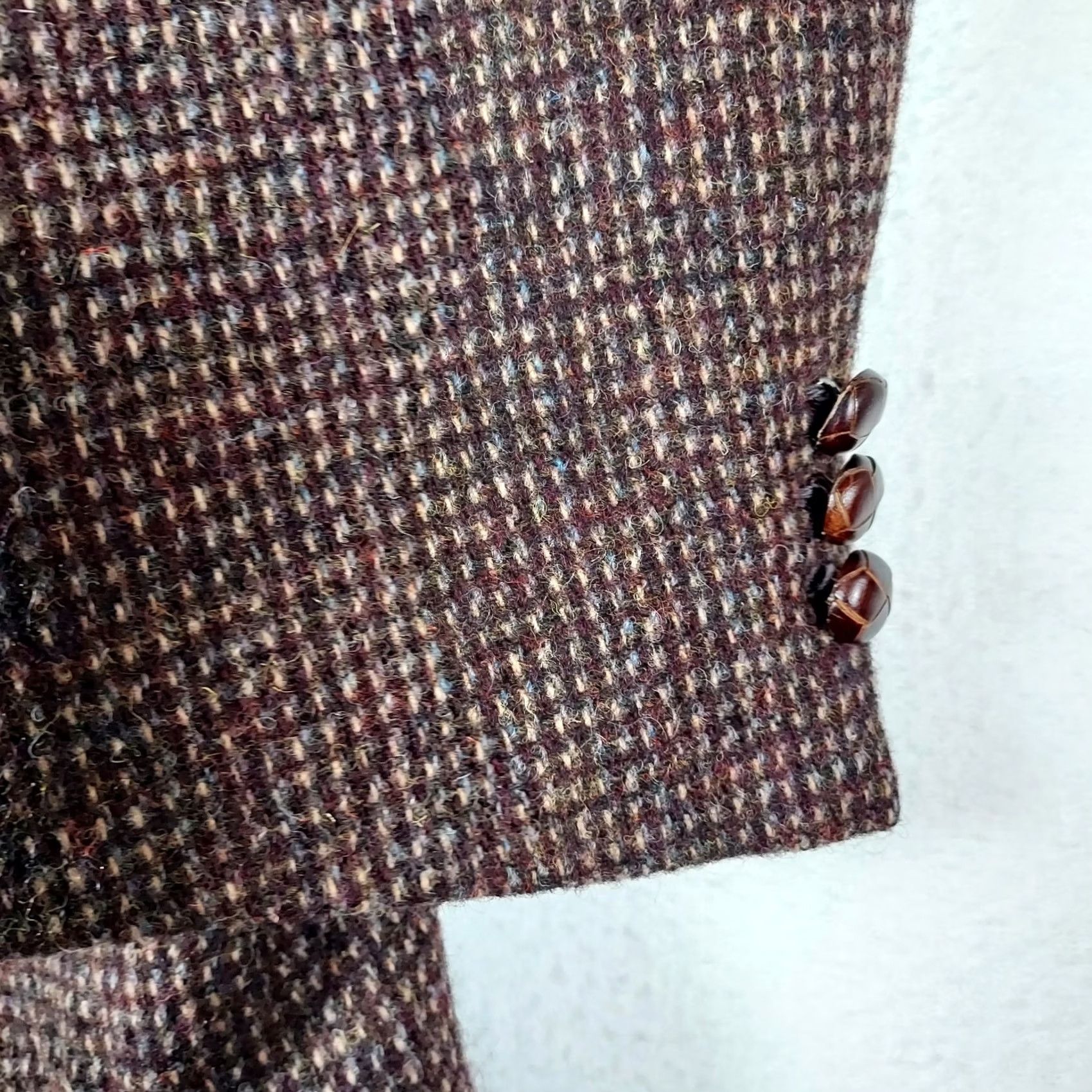 Stafford Stafford Wool Blazer 100% Pure Wool Brown Tweed Check Single‑Breasted 2‑Button Notch Lapel Mens Jacket 44R USA Size 44R - 4 Thumbnail