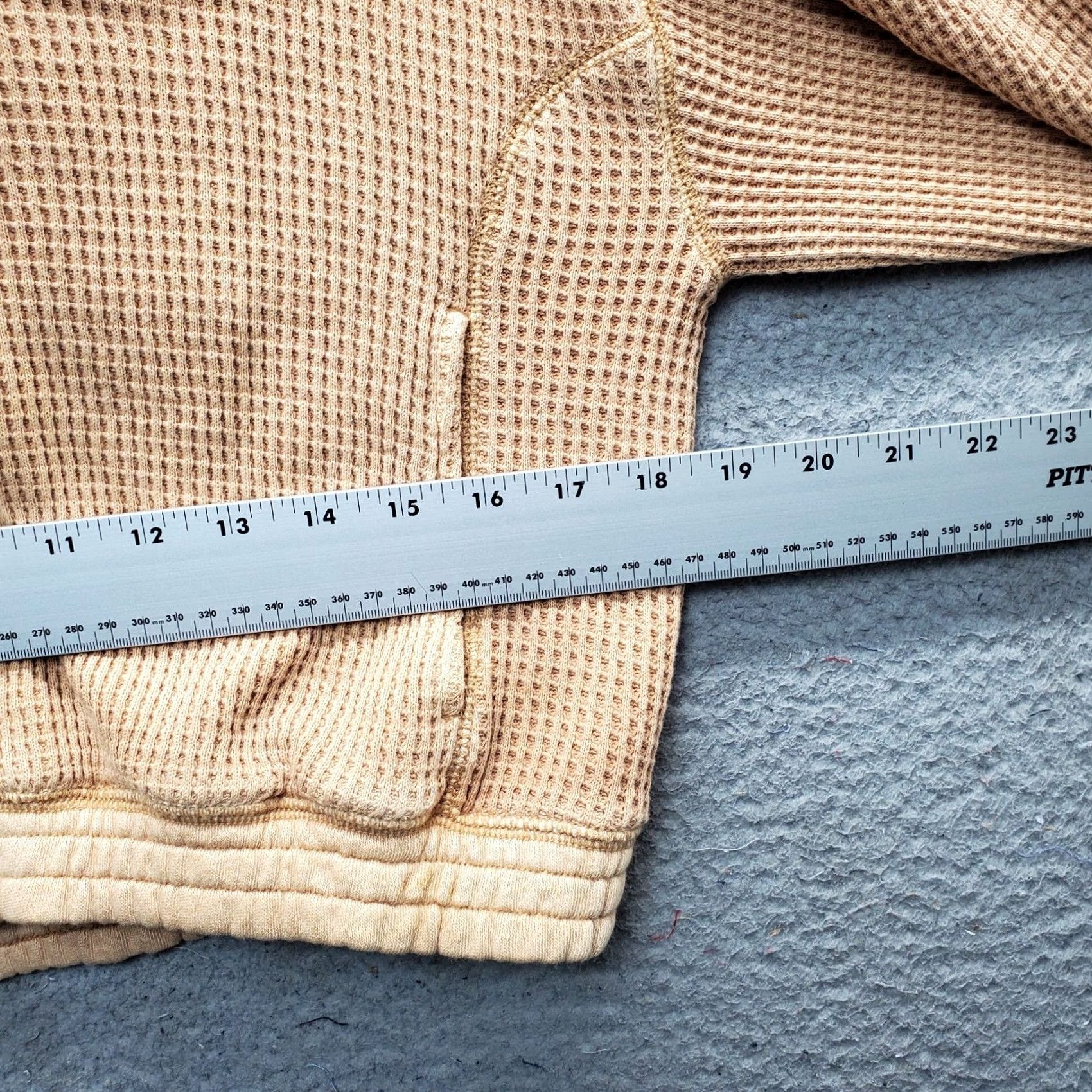 Vintage Aerie Womens Small Tan Cropped Hoodie Full Zip Hooded Waffle Knit Thermal Long Sleeve Size S / US 4 / IT 40 - 4 Thumbnail
