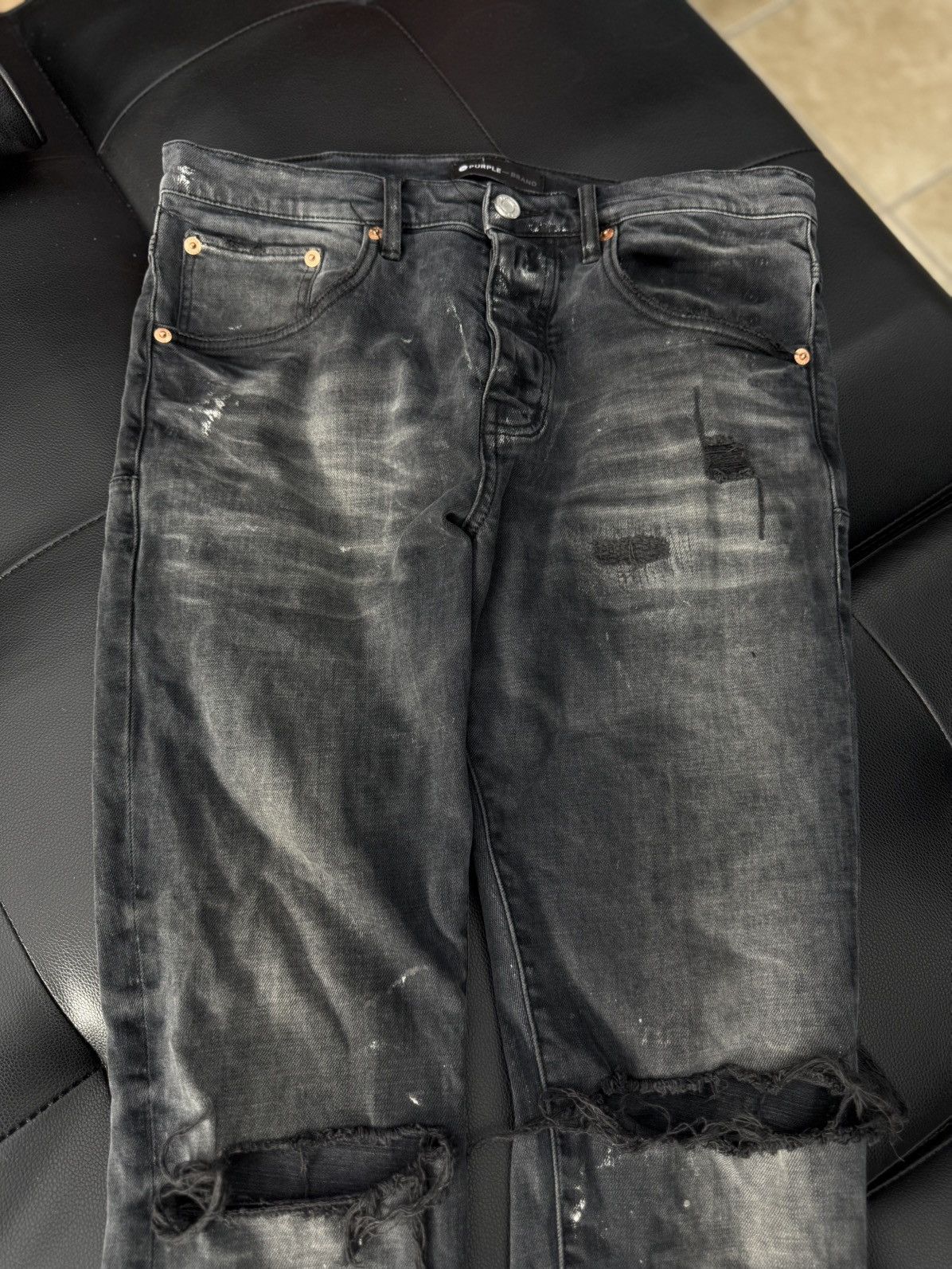Purple Brand Purple Brand Black Skinny Jeans Ripped Style Size 31 Size US 31 - 5 Thumbnail