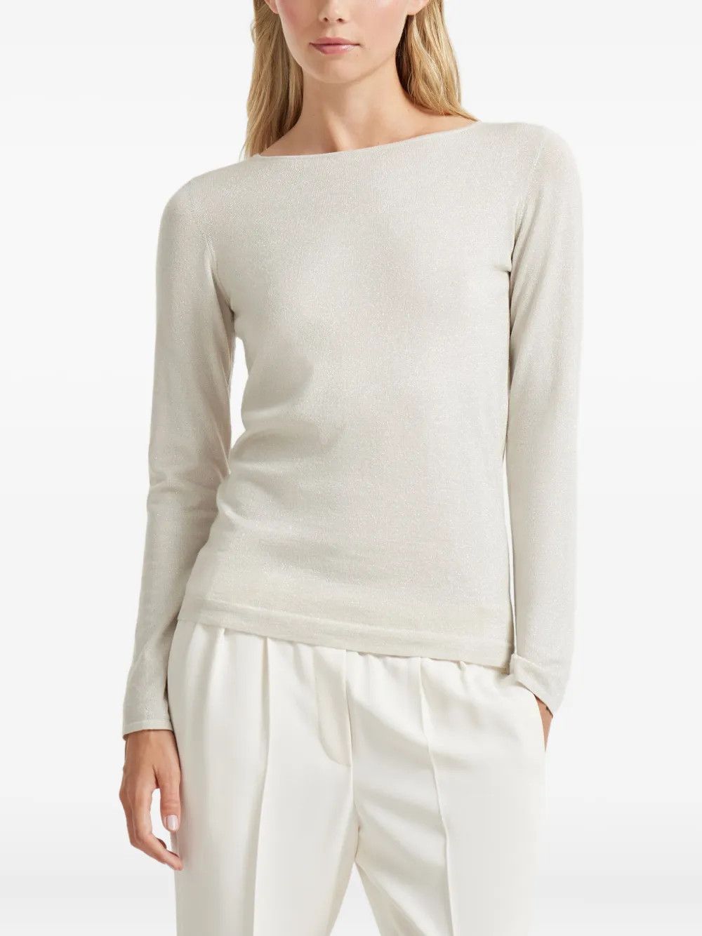 Brunello Cucinelli o1w1db10825 Sweater in Open White Size L / US 10 / IT 46 - 2 Thumbnail