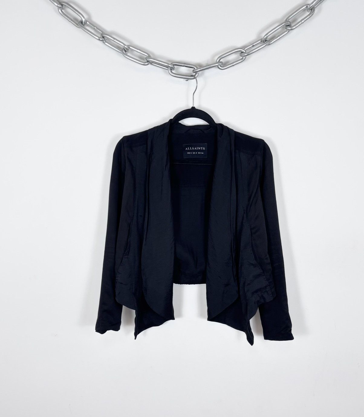Allsaints AllSaints Kwar Jacket Women’s Black Draped Long Sleeve Size XS / US 0-2 / IT 36-38 - 1 Thumbnail